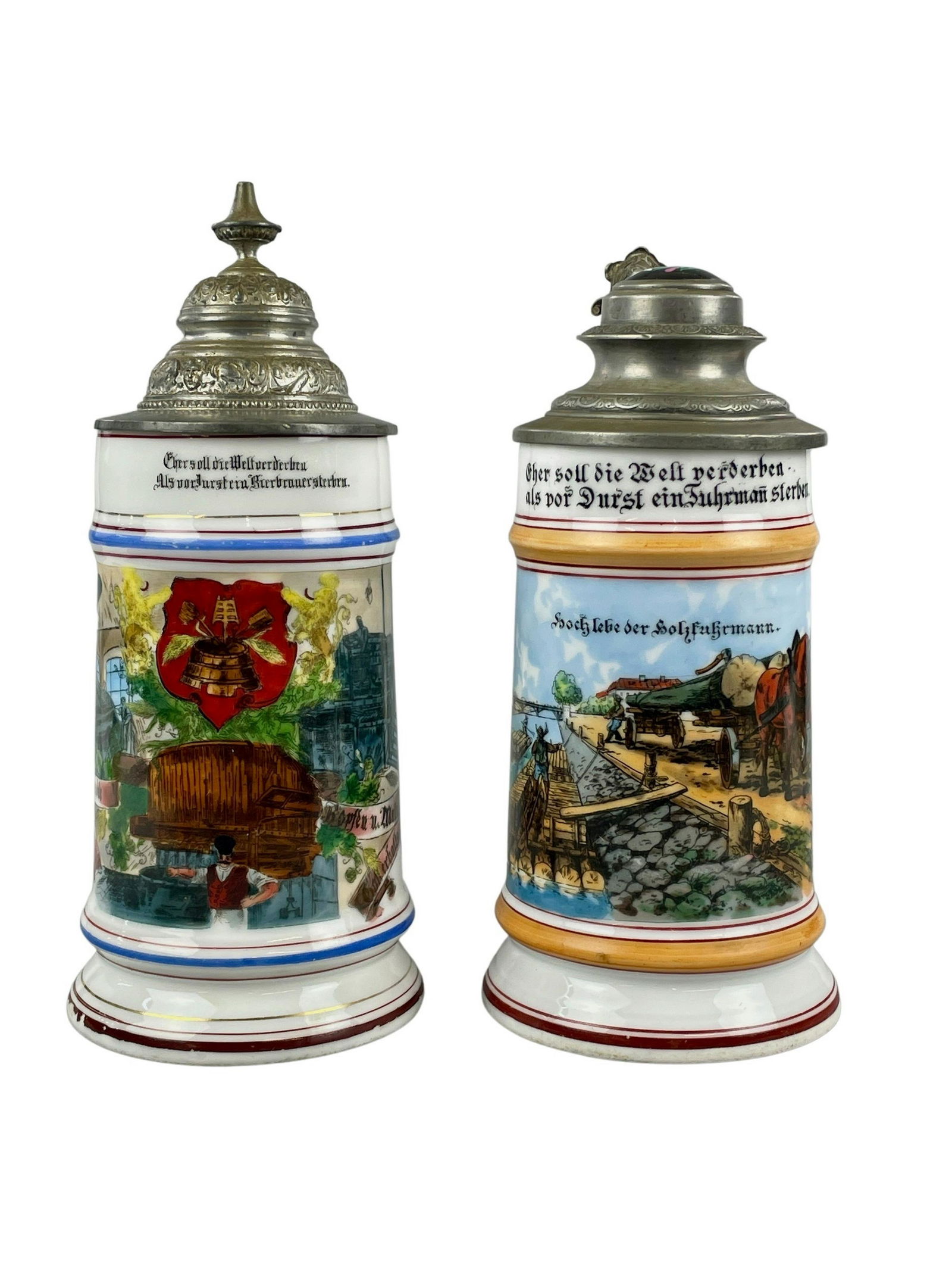 Pair of Porcelain Occupational Steins (1 of 6)