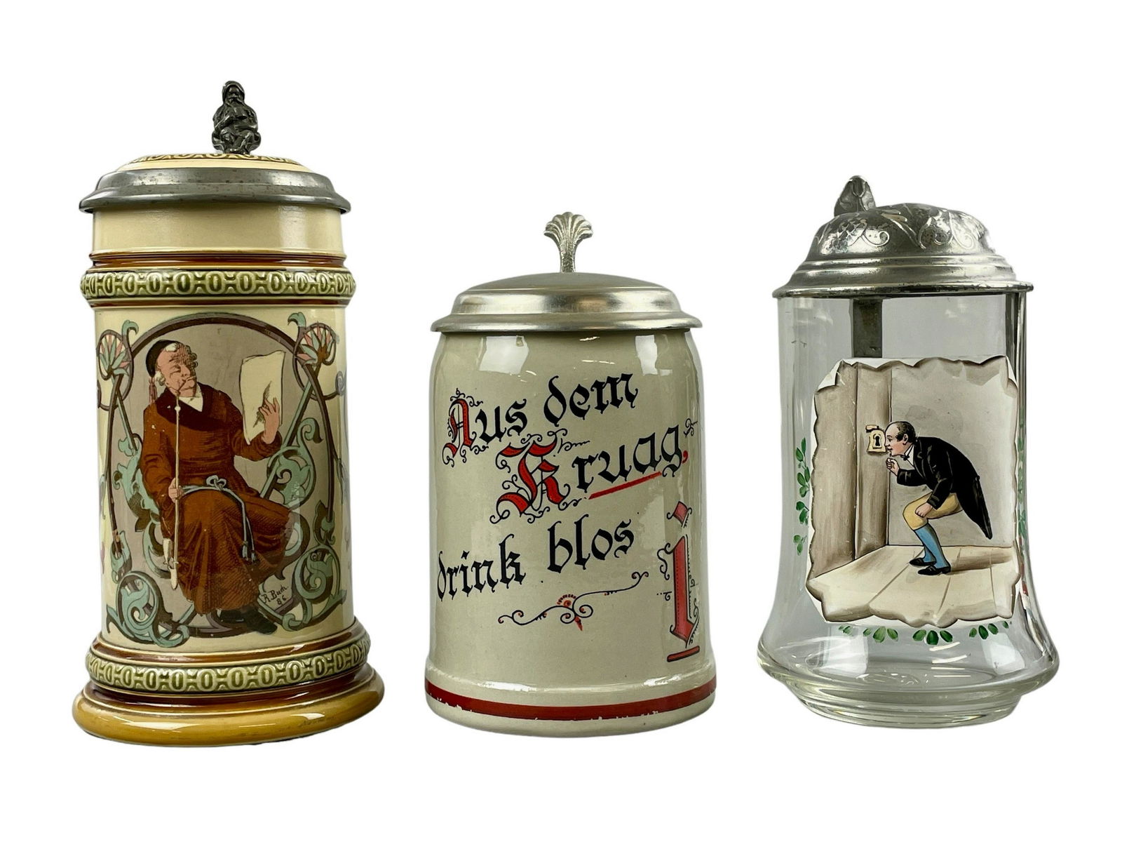Group of 3 Steins, One Mettlach (1 of 9)