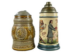 Pair of German Steins, One Mettlach (1 of 8)