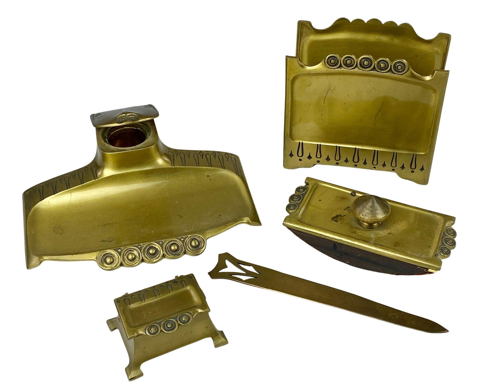 Arts and Crafts Brass Desk Set (1 of 6)