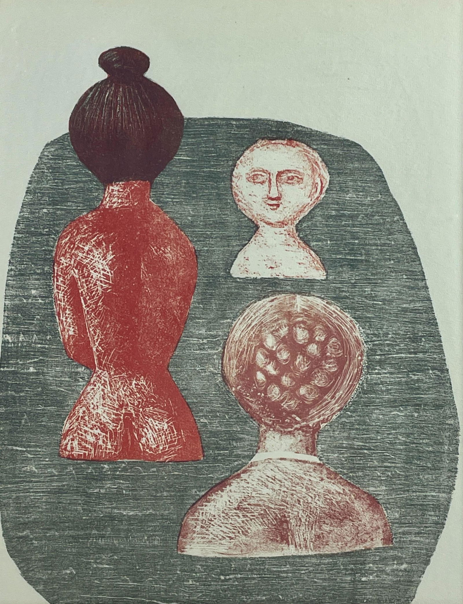 "Bathers" Lithograph by Massimo Campigli: Massimo Campigli (Italian, 1895-1971). Lithograph in colors, signed in margin, with label on verso citing title as "Bathers". 18" x 14" (sight), 26" x 22" (framed).