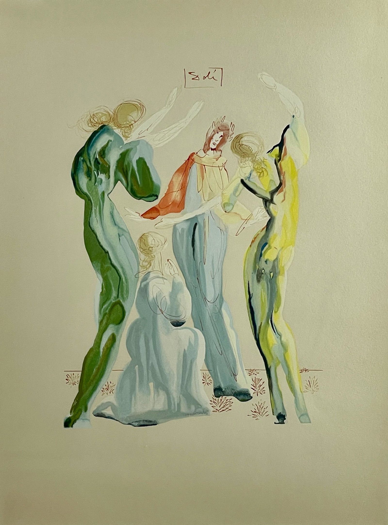 "La Danse" After Salvador Dali: Lithograph on paper, signed in plate u.c. 24" x 18" (sight), 30" x 24" (framed).