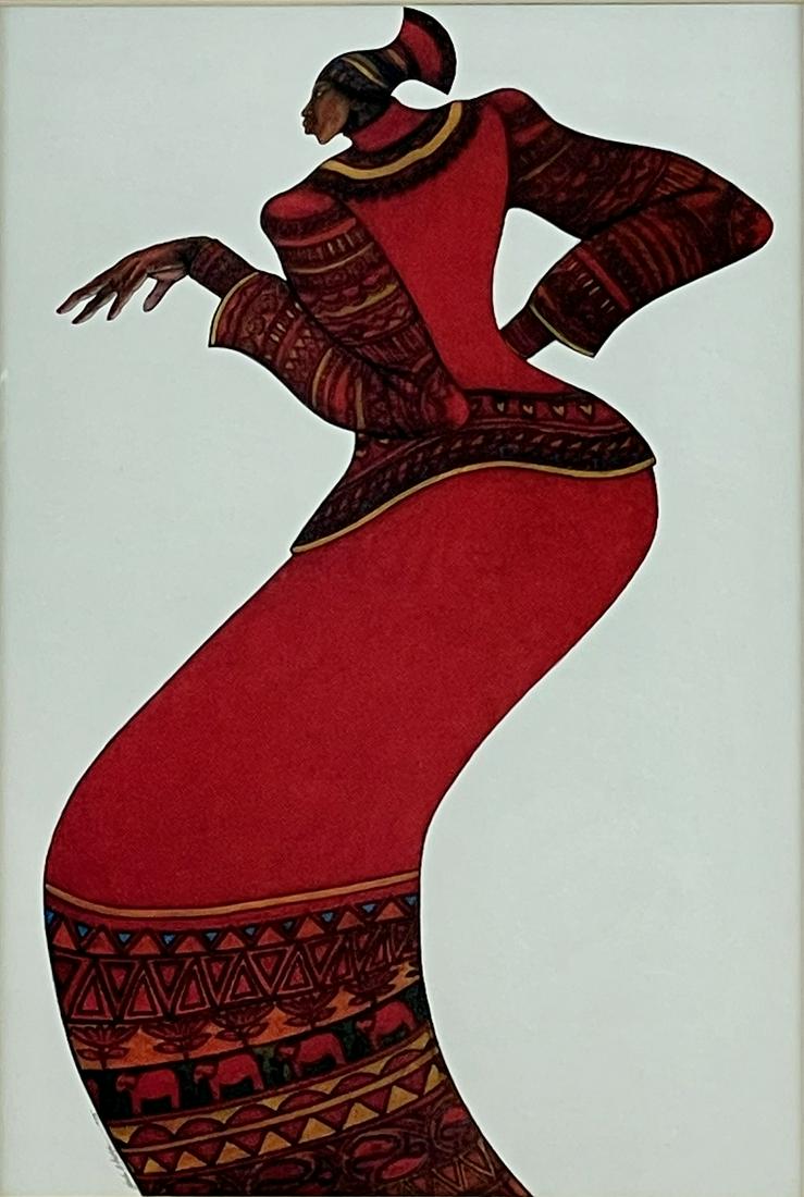 Charles Bibbs, Lady in Red Lithograph (1 of 4)