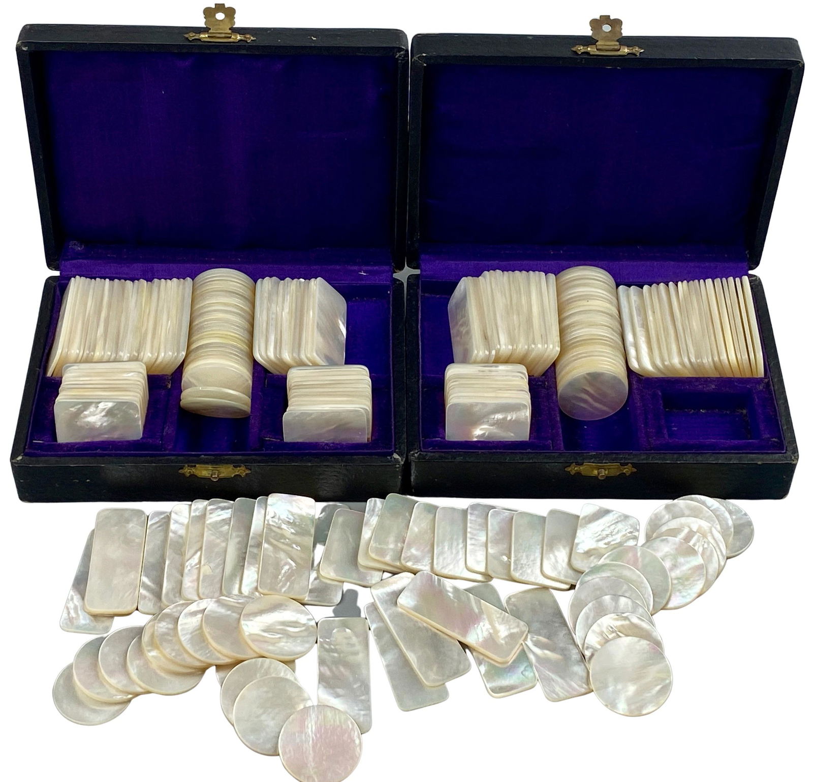 Mother of Pearl Poker and Game Chips (2 Boxes) (1 of 3)