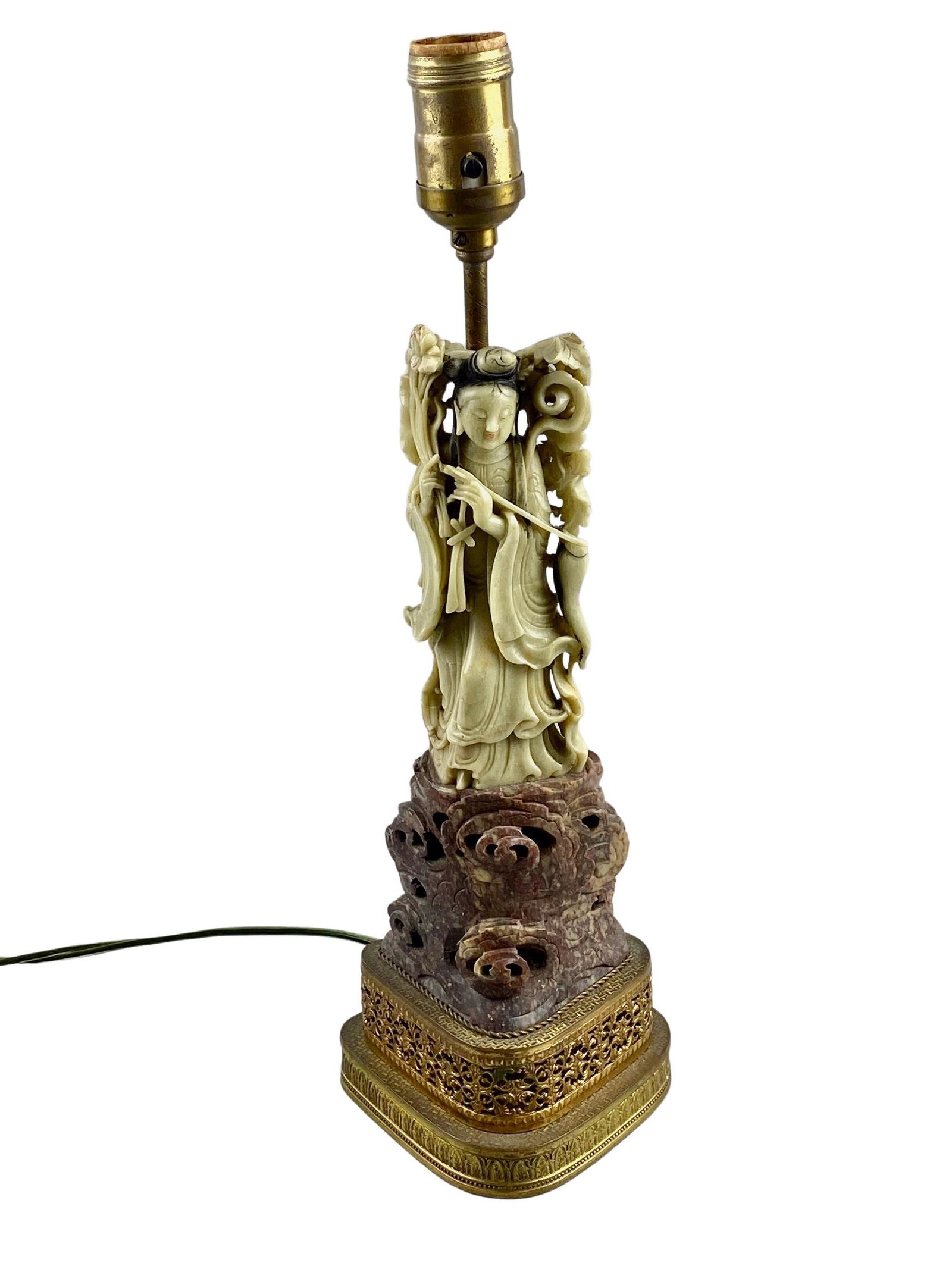 Chinese Soapstone Guanyin Lamp (1 of 5)