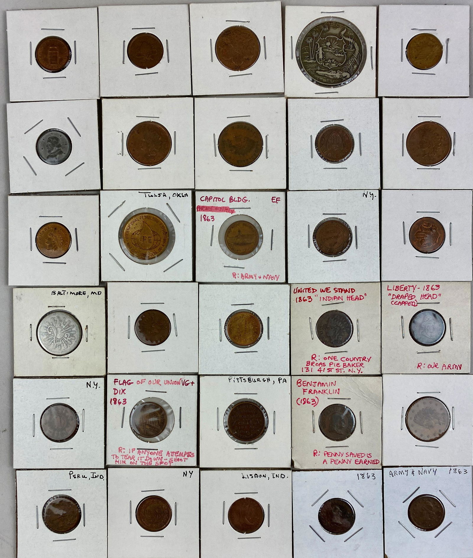 Collection of 30 Civil War Tokens, Plus (1 of 12)