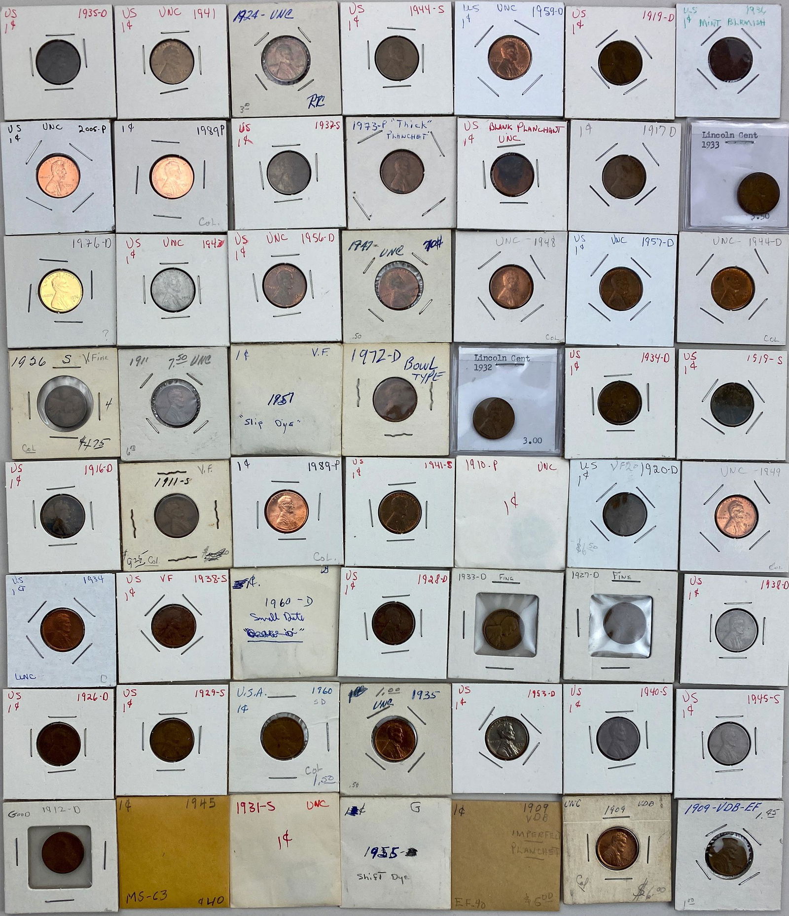 U.S. Lincoln Pennies, Lot of 56 (1 of 5)