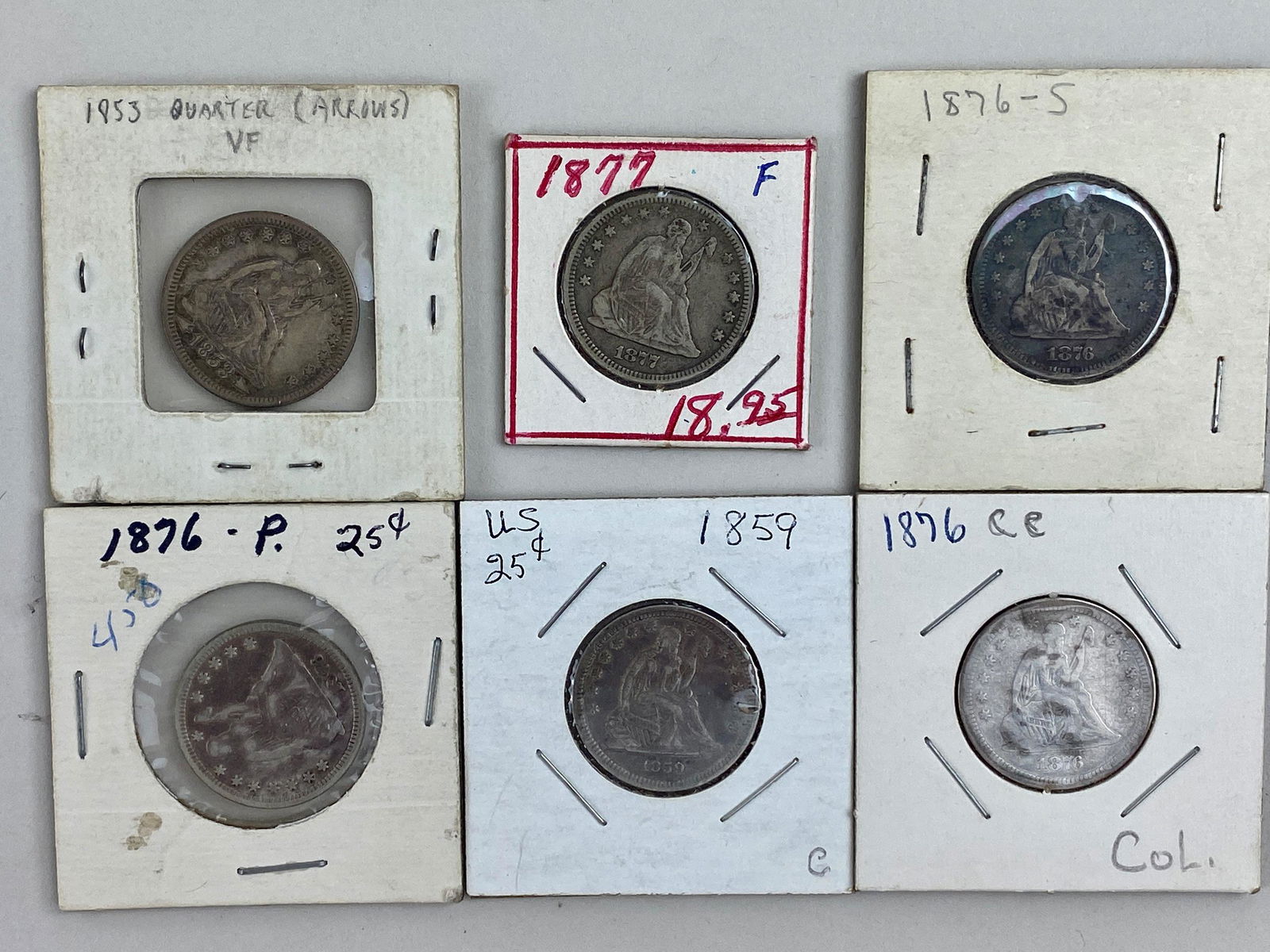 6 Seated Liberty Quarters (1 of 8)