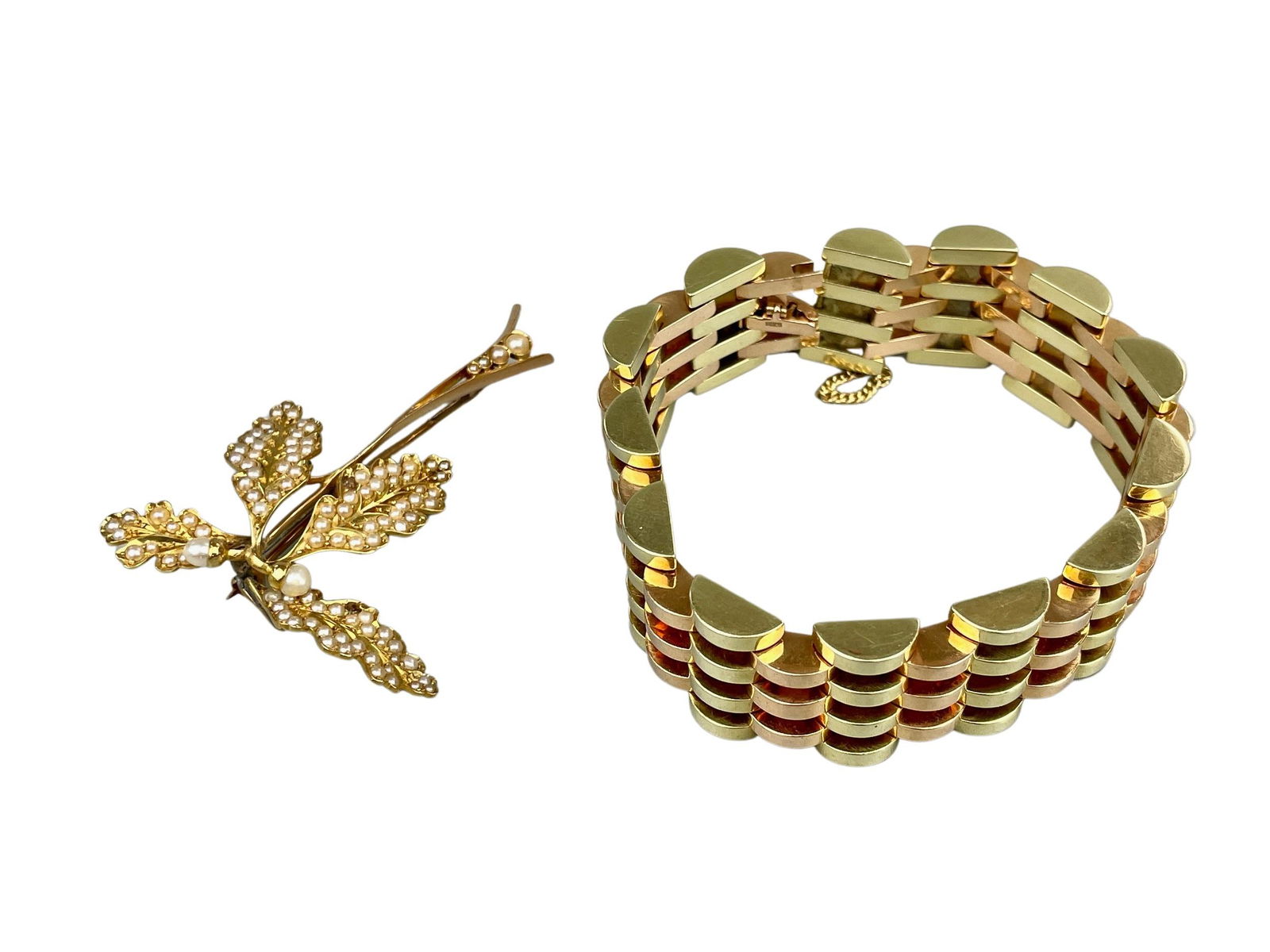 15k Seed Pearl Pendant and GP Silver Bracelet (1 of 6)