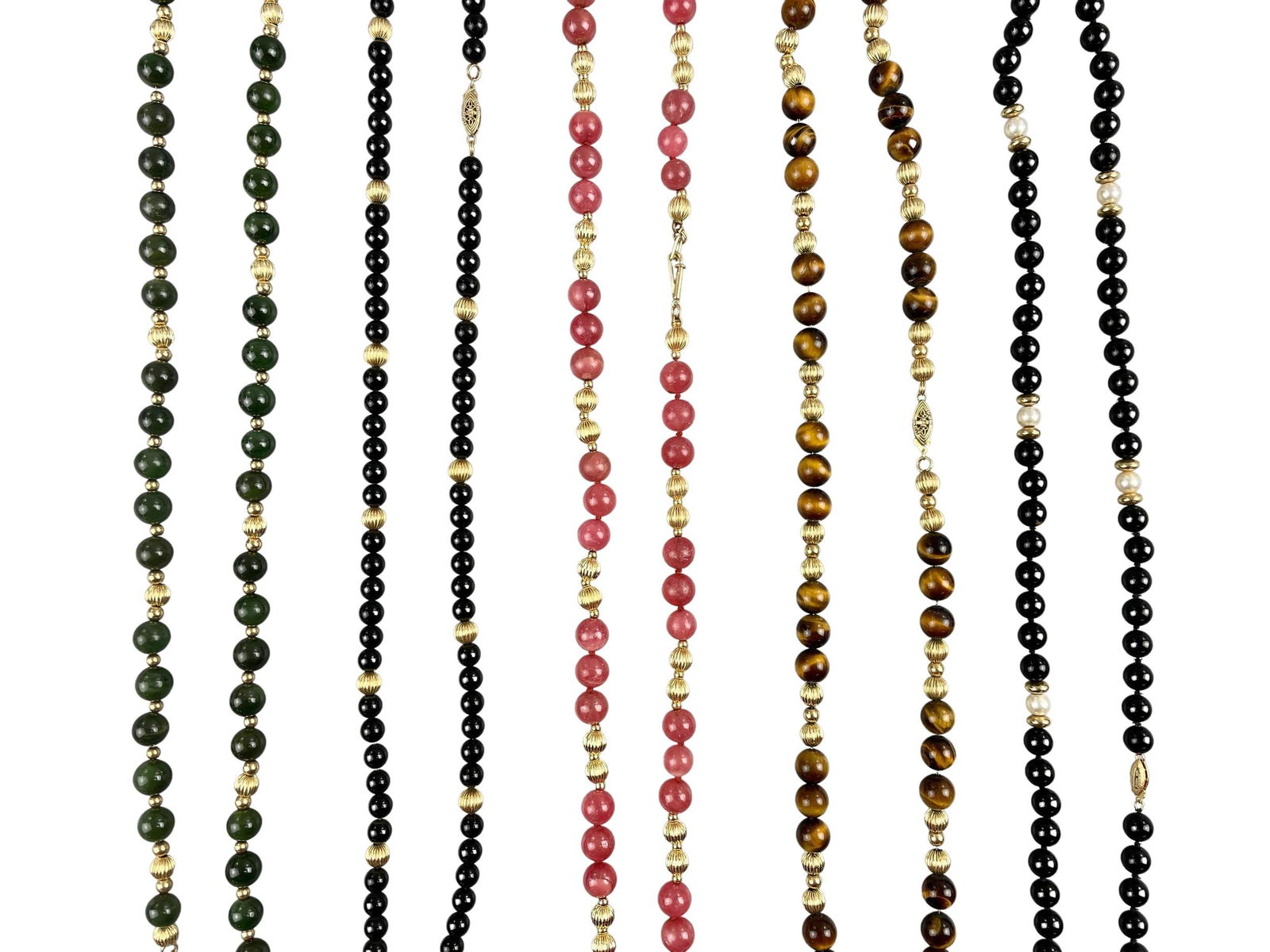 Group of Chinese Bead Necklaces in Various Stones (1 of 4)
