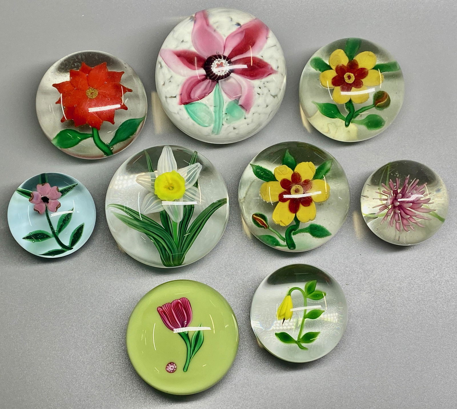 Collection of Floral Paperweights, Various Makers (1 of 16)