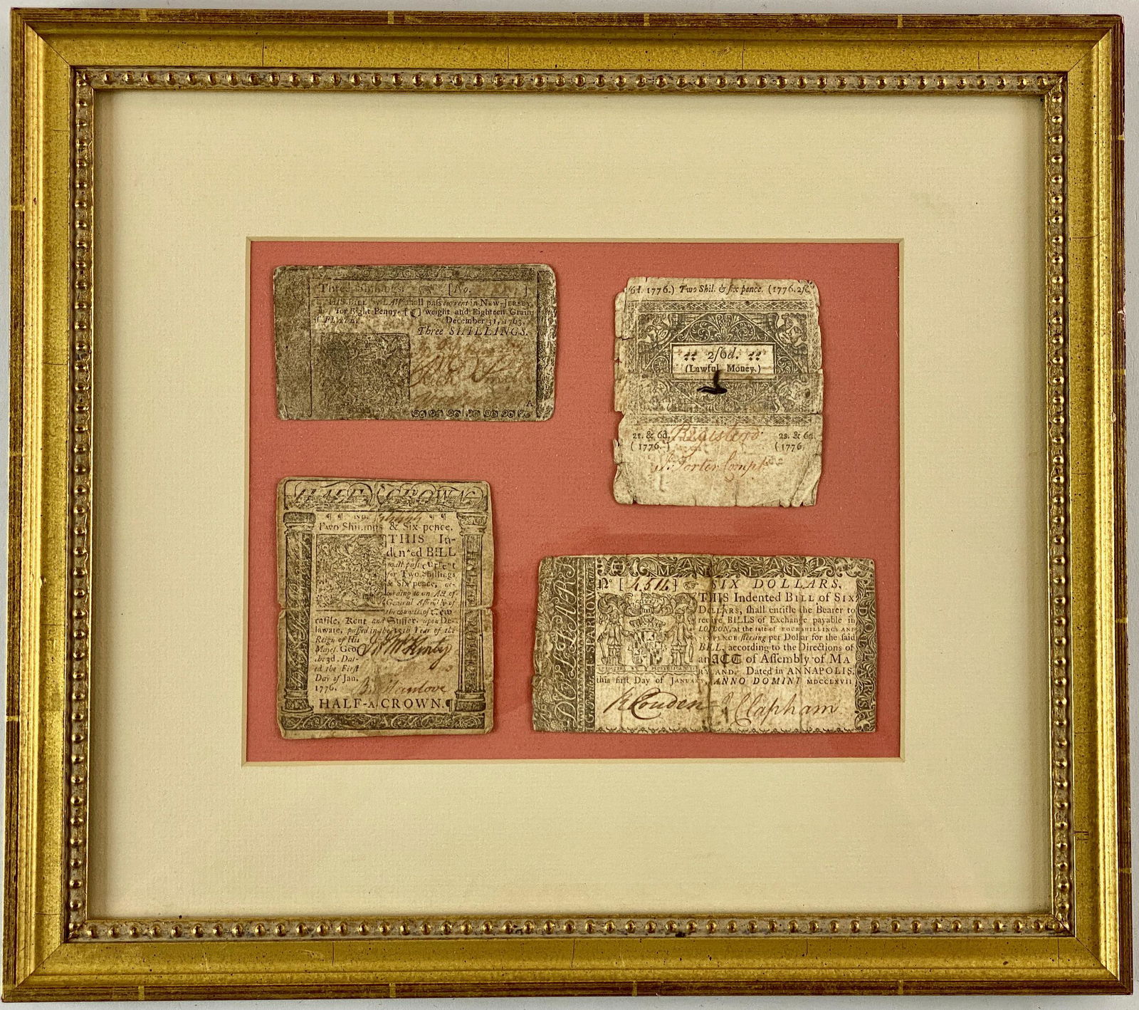 A Collection of Colonial Currency, Framed (1 of 6)
