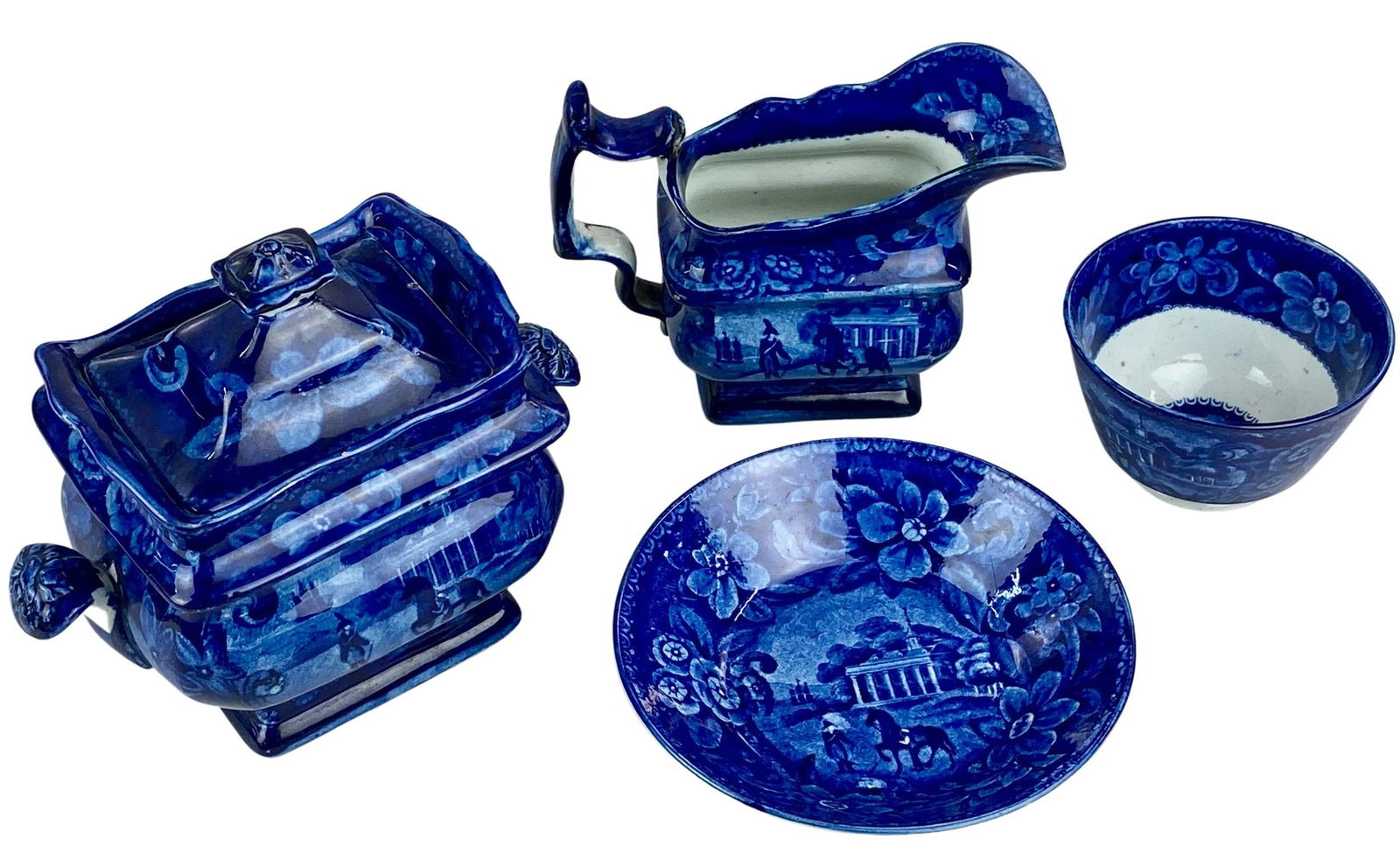 Four Historical Blue Staffordshire Pieces (1 of 17)