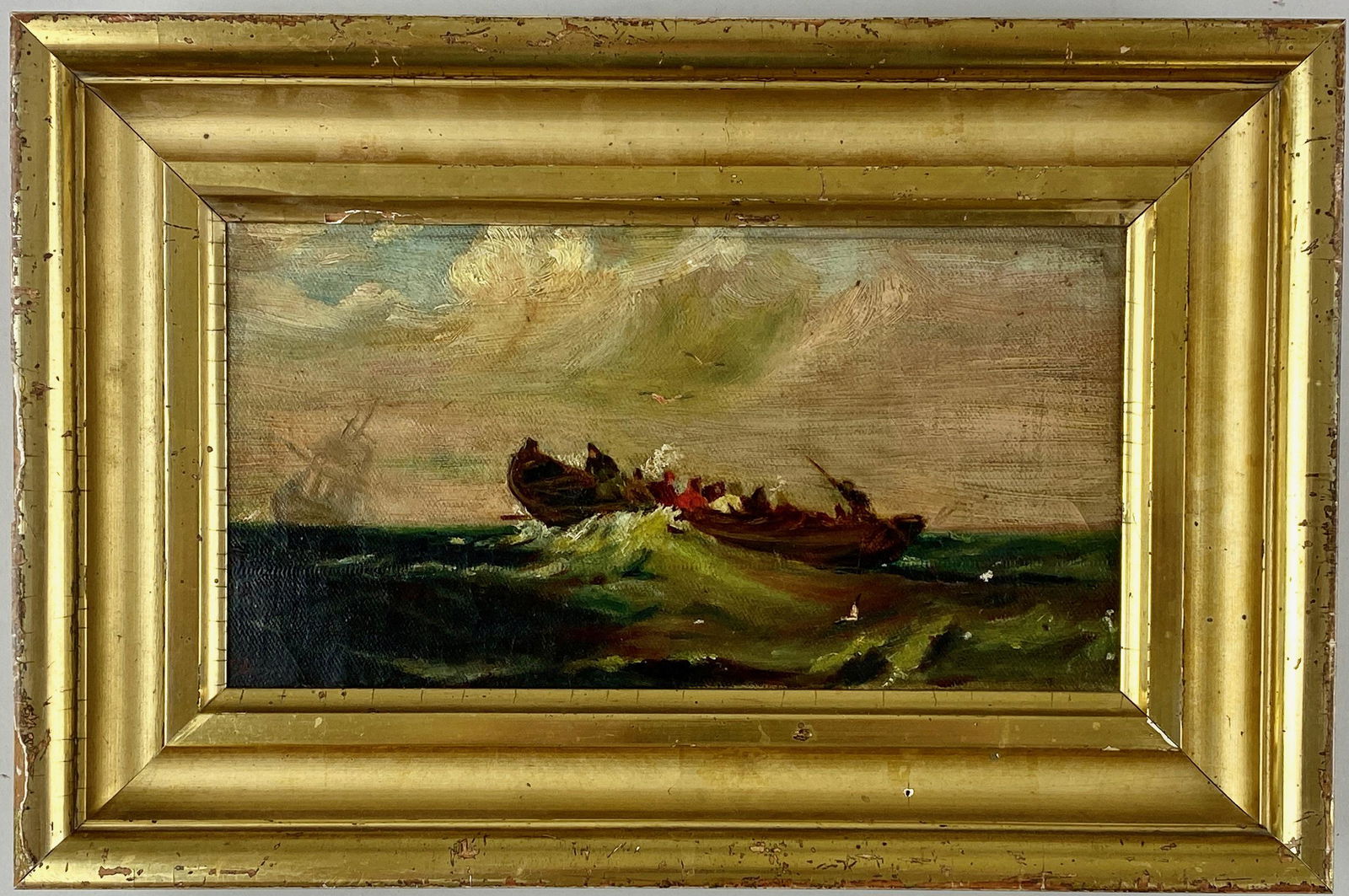Early Whaling Ship Oil on Canvas (1 of 3)