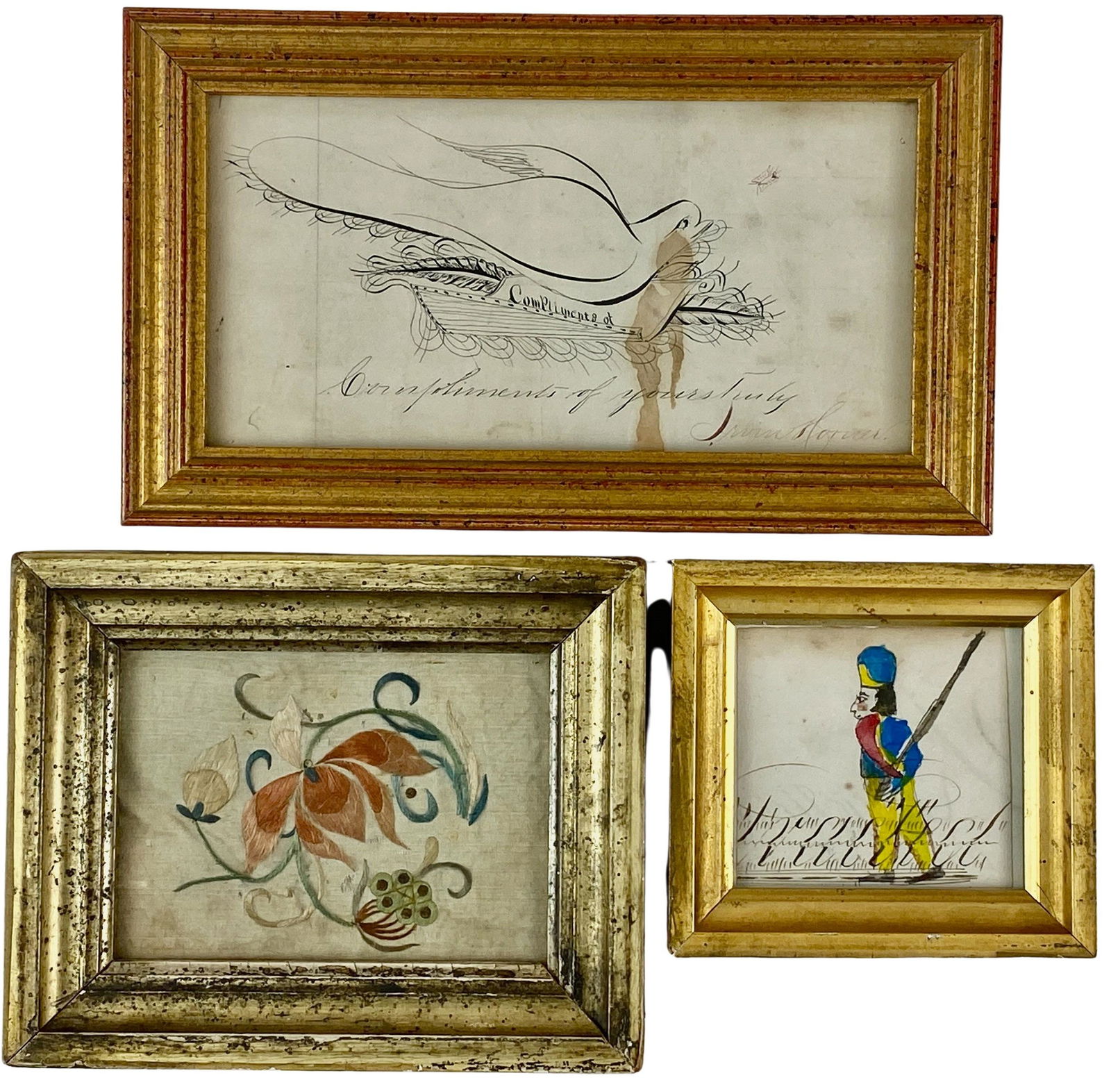 Group of Three Framed Americana Pieces, Including Fraktur's (1 of 7)