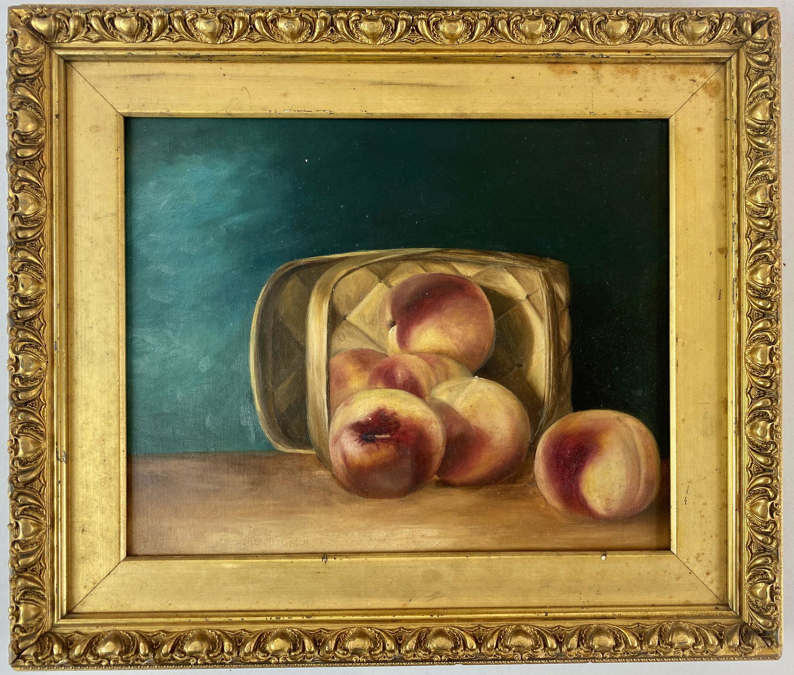 Late 19th C. Oil on Canvas Still Life of Peaches (1 of 5)