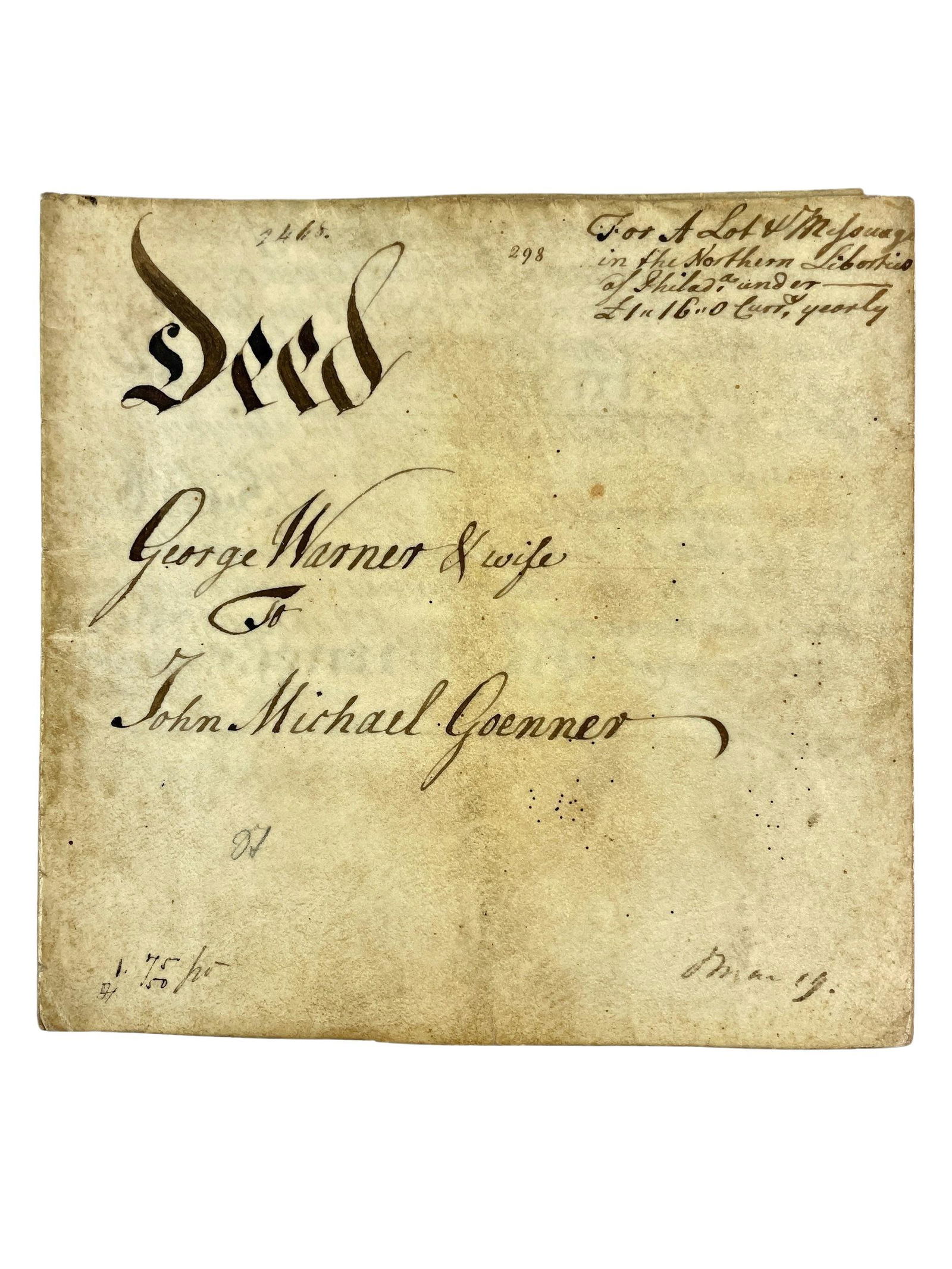 1773 Philadelphia Property Deed (1 of 6)