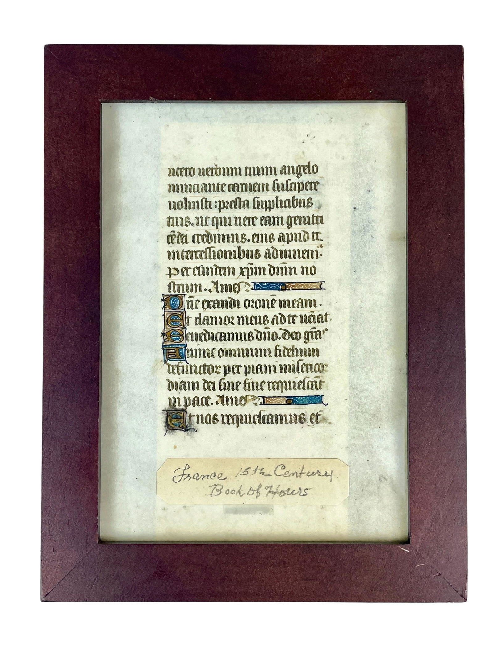 15th C. French Book of Hours Illuminated Page (1 of 2)