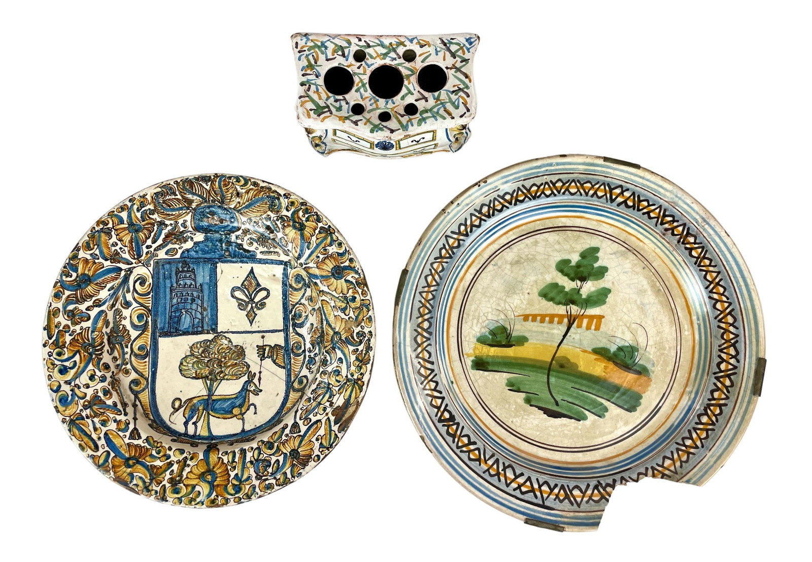 Early Italian Faience Trays and Inkwell (1 of 14)