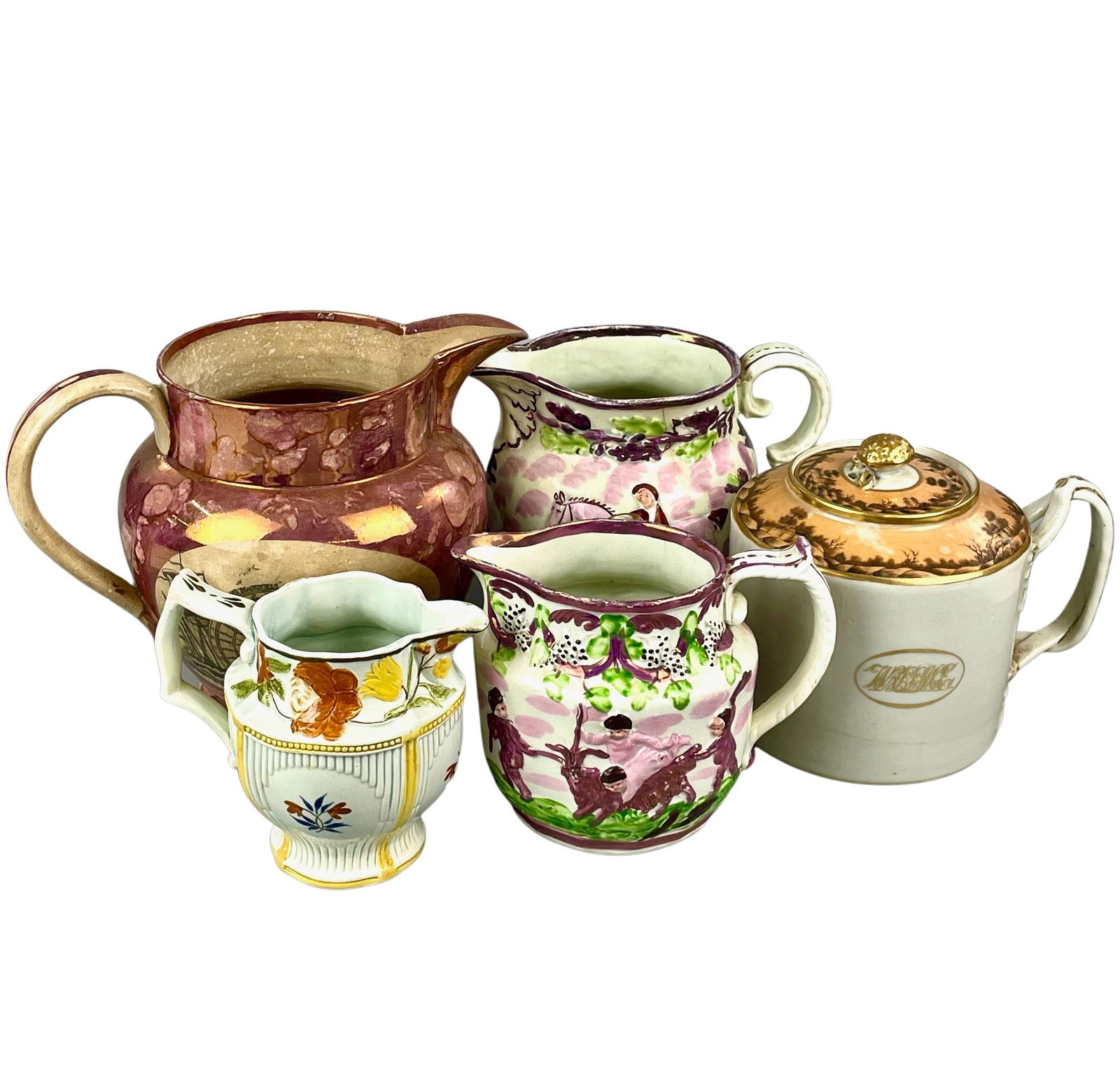 Four Pitchers: Lusterware and Prattware, Teapot (1 of 13)