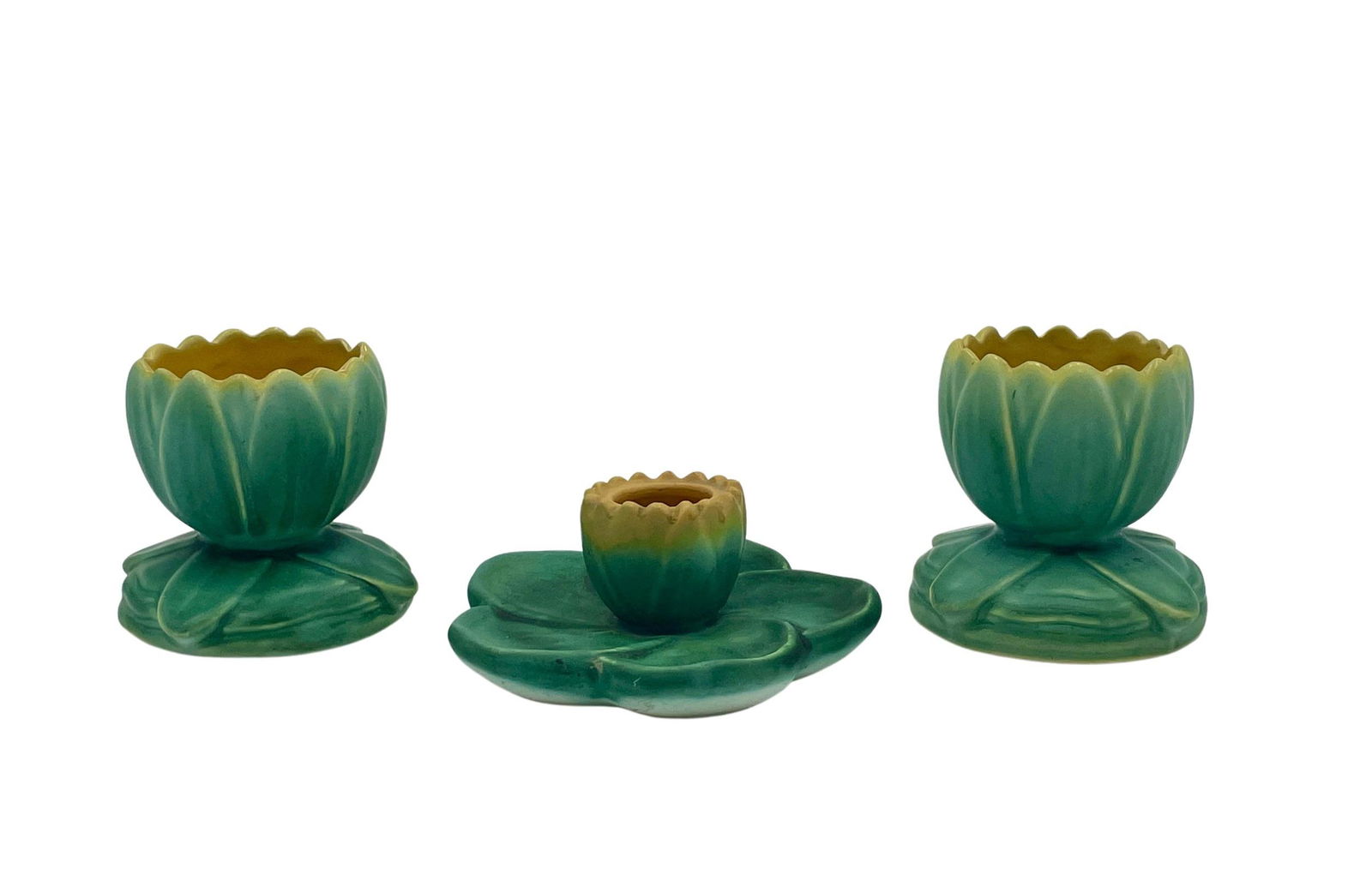 Trio of Weller Candlesticks, Lotus and Lilypad (1 of 5)