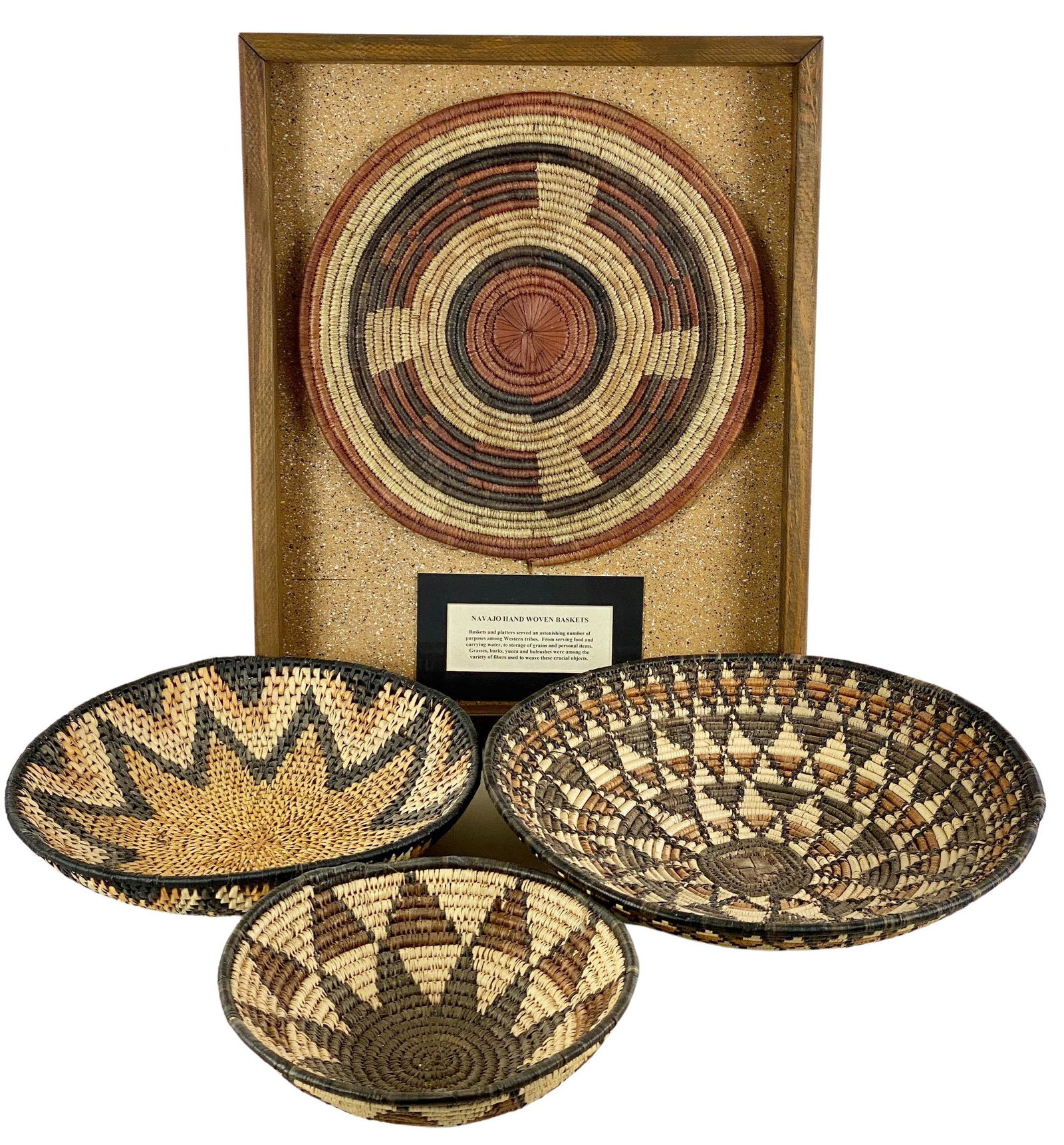 Four Navajo Woven Items, Baskets and Charger (1 of 10)