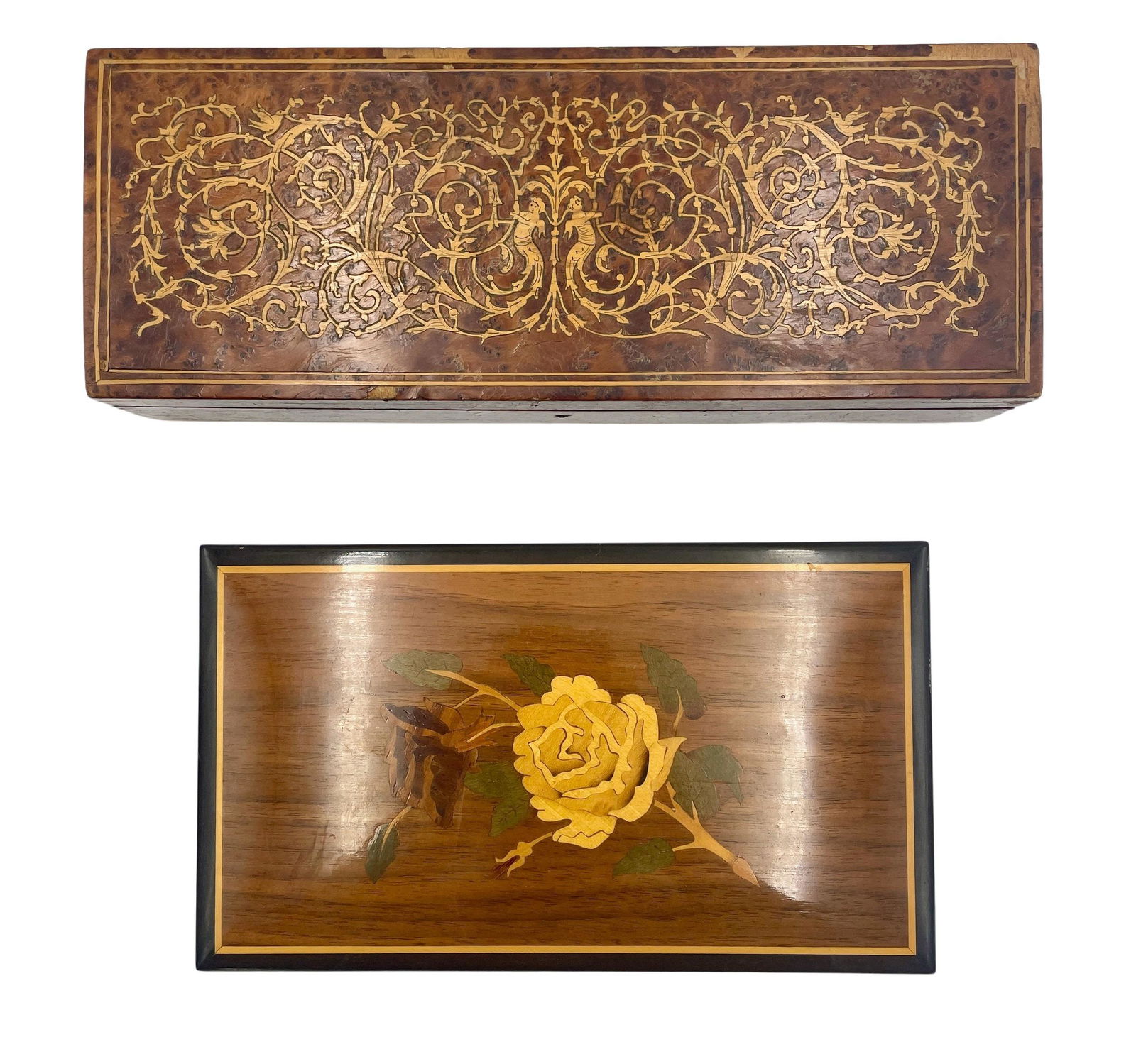 Reuge Music Box and Inlaid Burlwood Box (1 of 7)