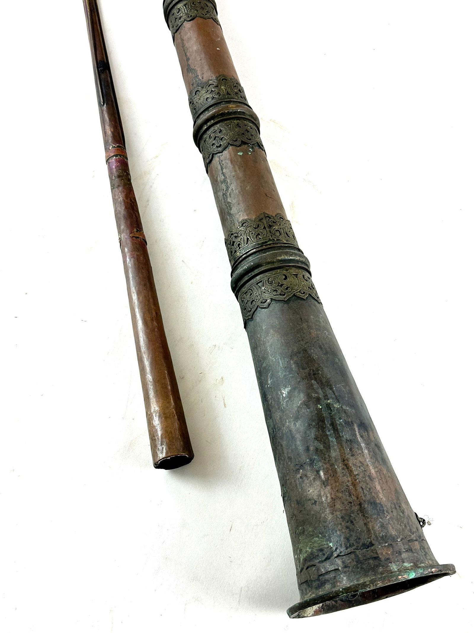 Pair of Tibetan Brass Horns (1 of 6)
