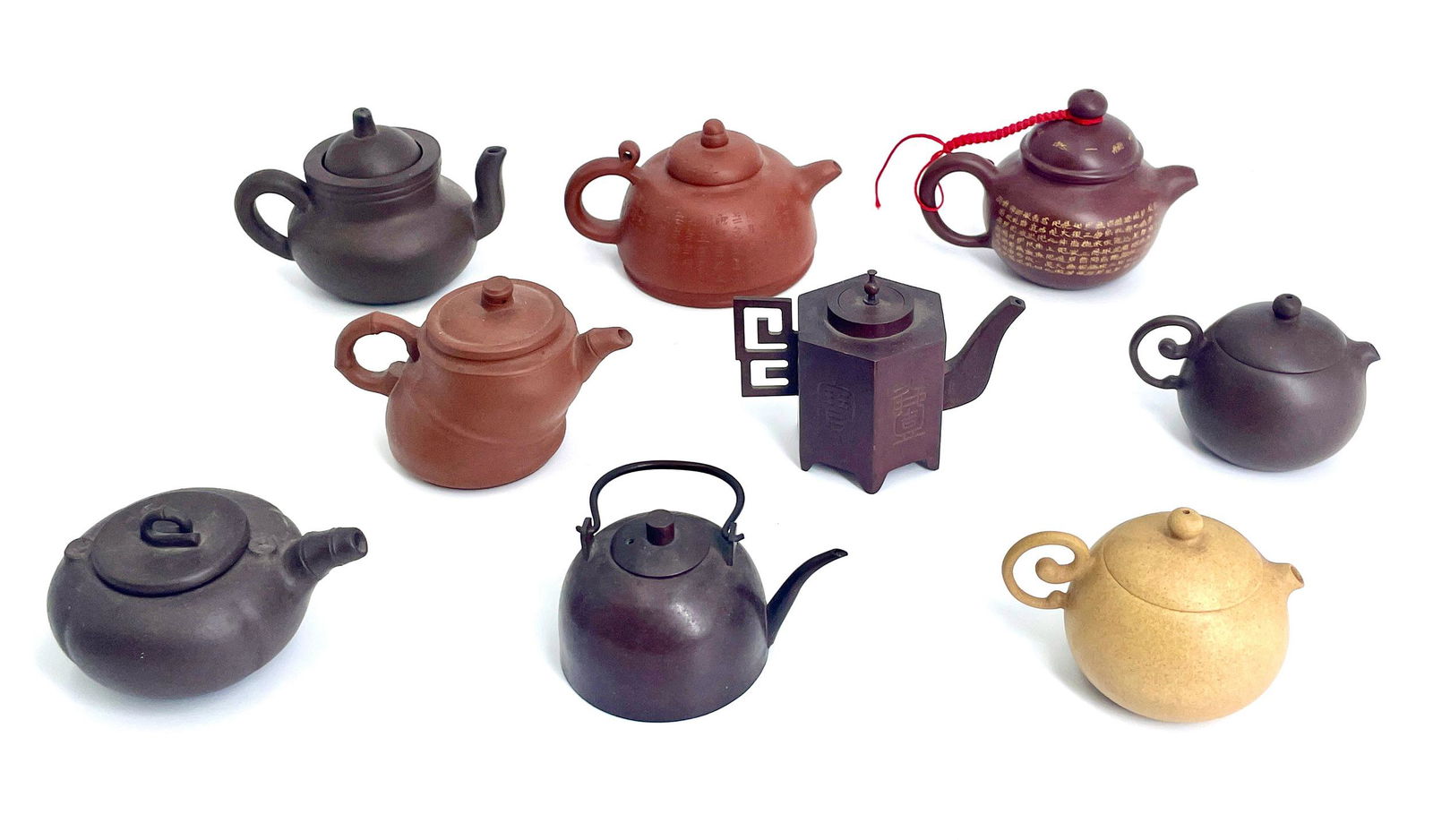 Collection of Small Chinese Yixing Ware Teapots (1 of 5)