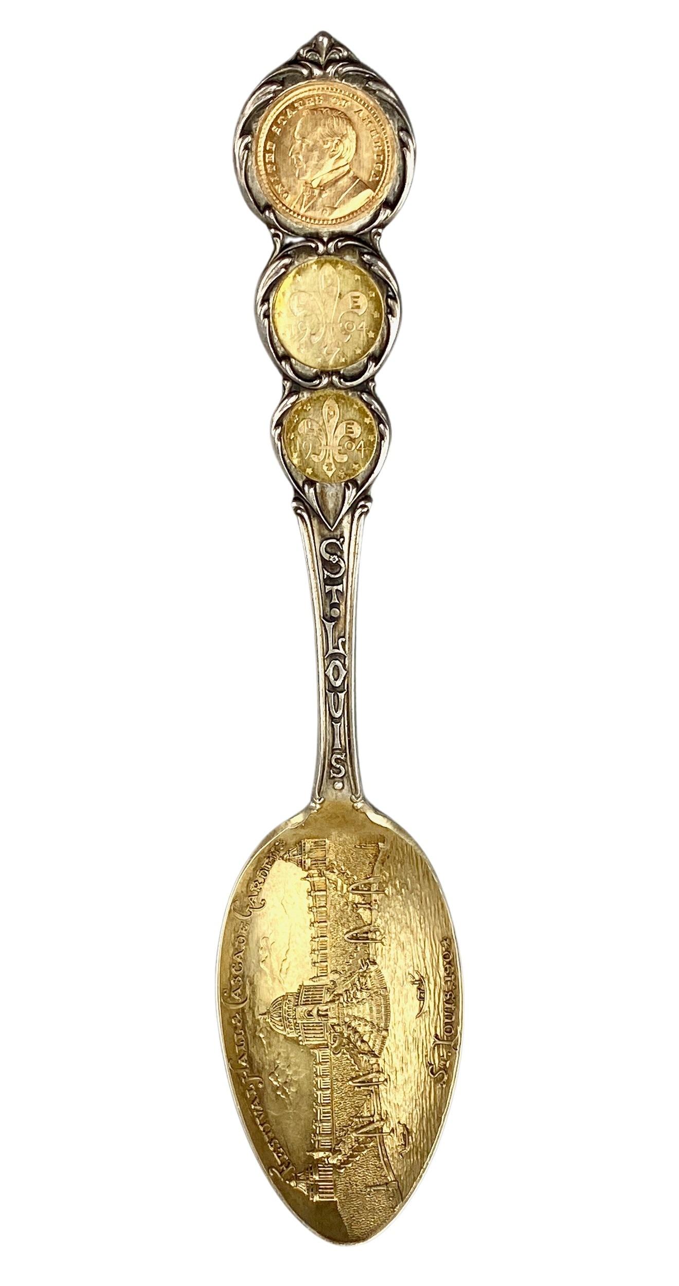 Sterling Silver Spoon with Three Gold Coins (1 of 9)