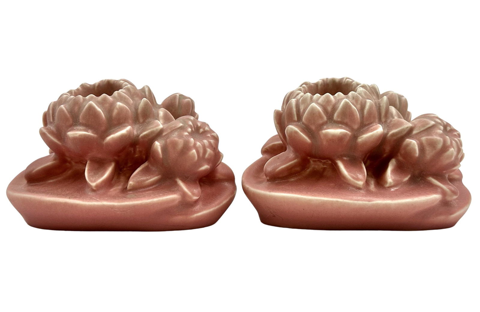 Rookwood Pottery Mat Lotus Bookend Set (1 of 3)