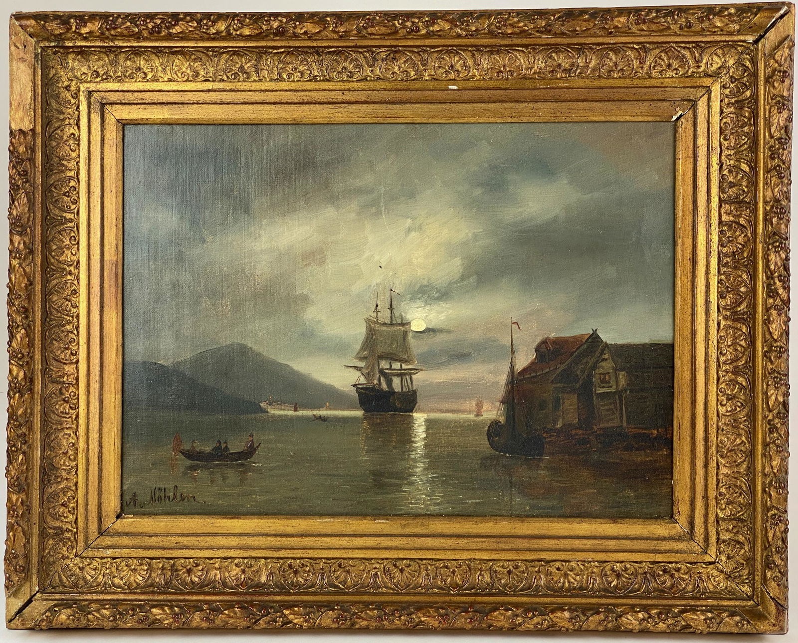 19th Century Harbor Scene by Mohler (1 of 5)
