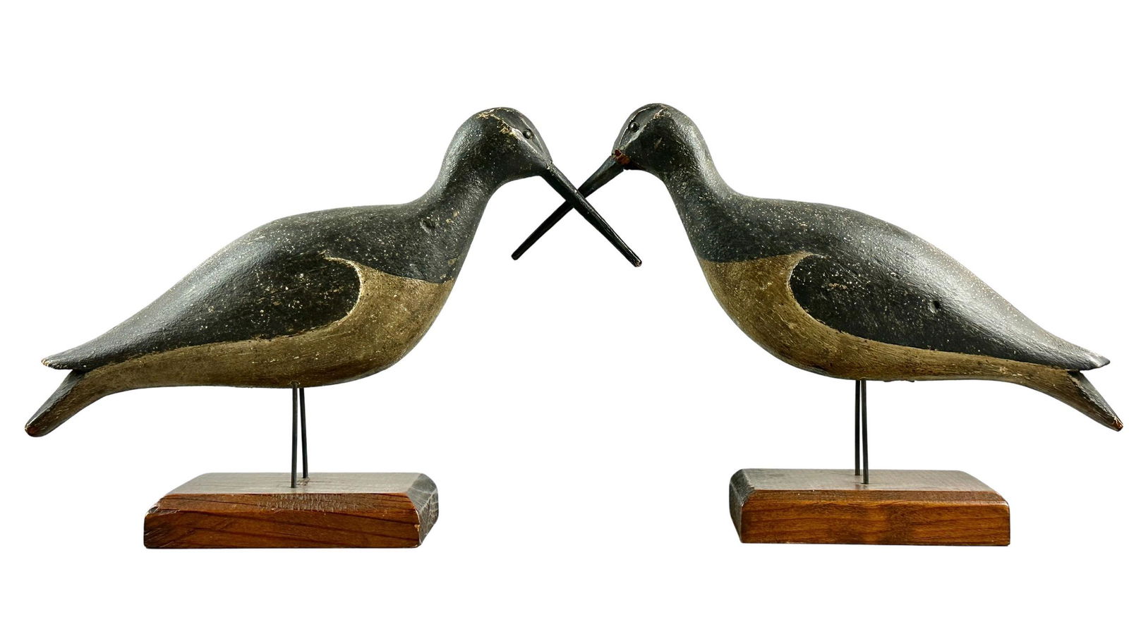 Pair of Carved Decoy Shorebirds on Wood Stands (1 of 9)