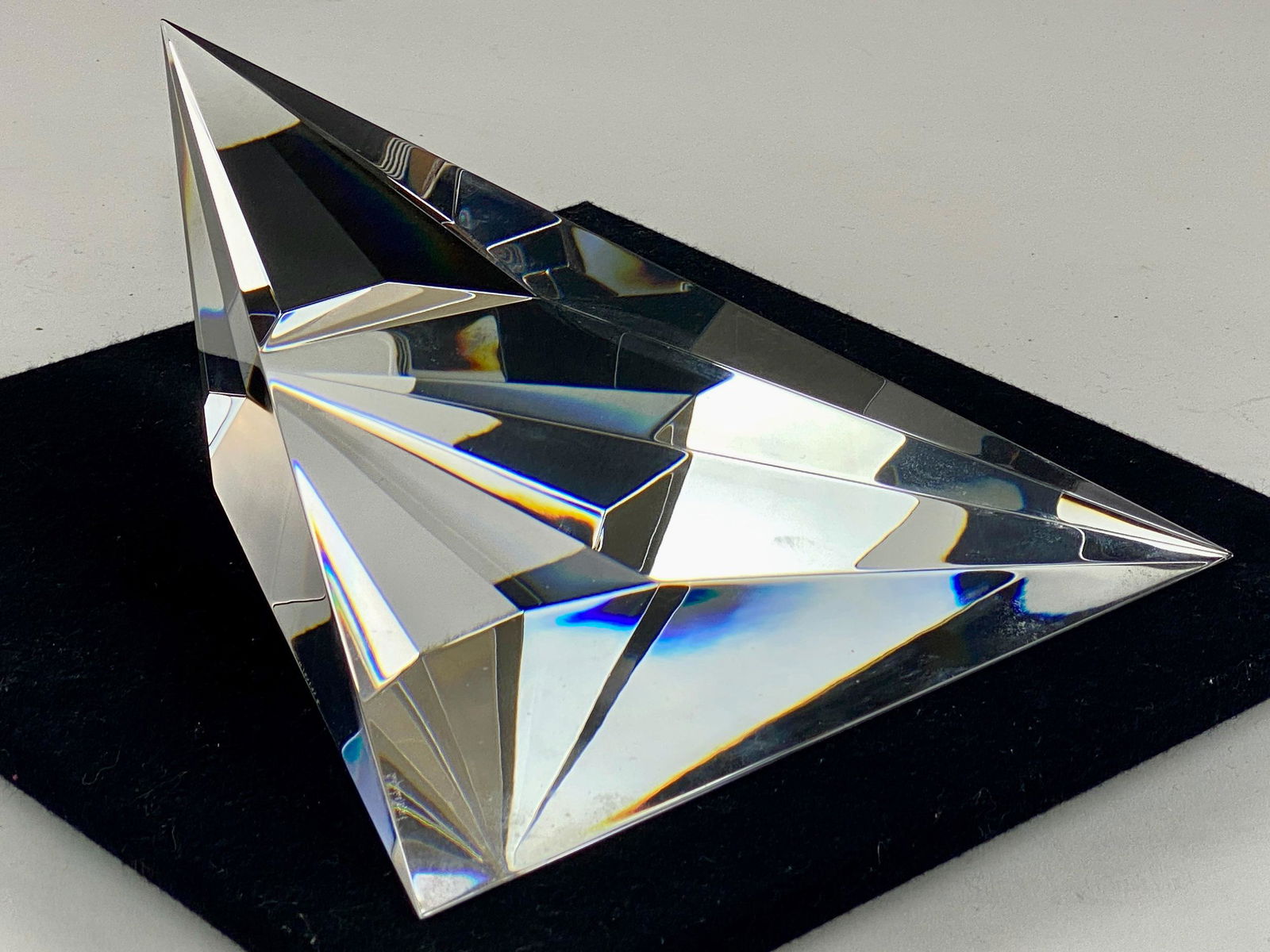 "Point of View" Crystal Sculpture by Christopher Ries: Christopher Ries (American, b. 1952). A crystal sculpture, 1998, signed near base, an accompanied by a substantial amount of purchase history and paperwork, including a 1998 receipt of purchase from M