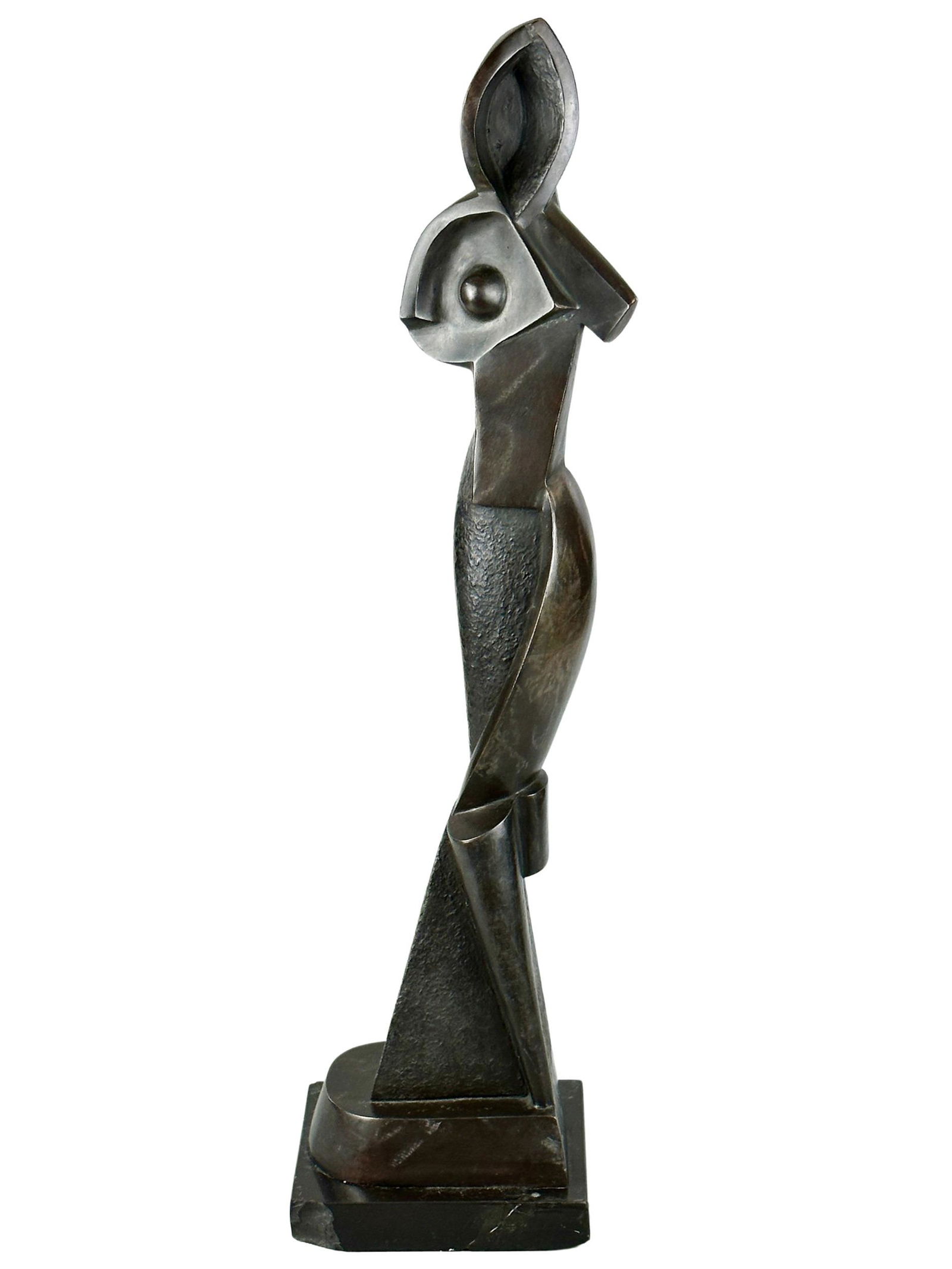 Modernist Bronze After a Model by Alexander Archipenko: Alexander Archipenko (Ukrainian/American, 1887-1964). Bronze on marble base, signed and numbered at base, likely a model taken from the 1914 example. Ht. of bronze 27".