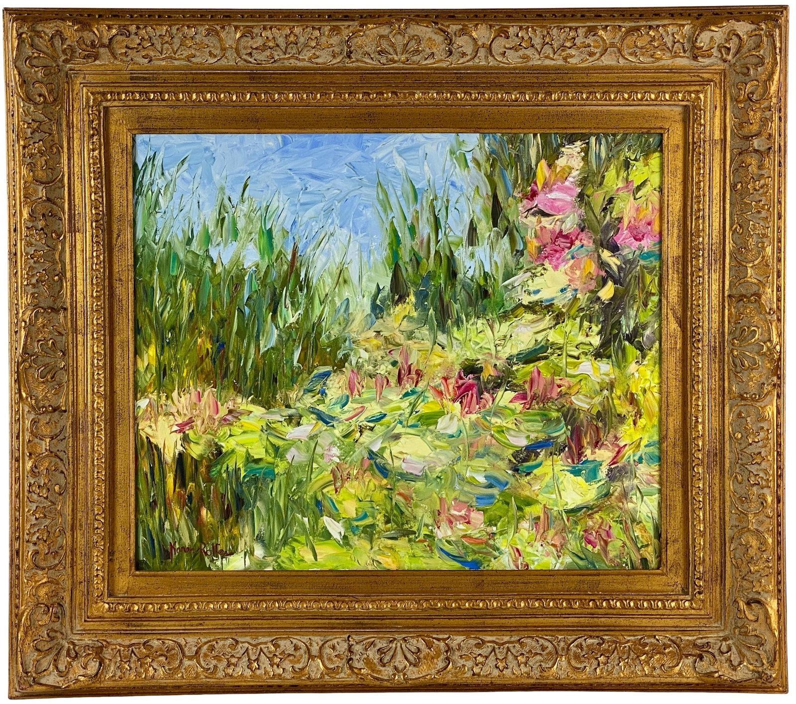 Impressionist Oil by Karen Rolfes: Karen Rolfes (American, 20th/21st century). Oil on canvas, signed l.l. 19.5" x 23.5" (sight), 29" x 35" (framed).