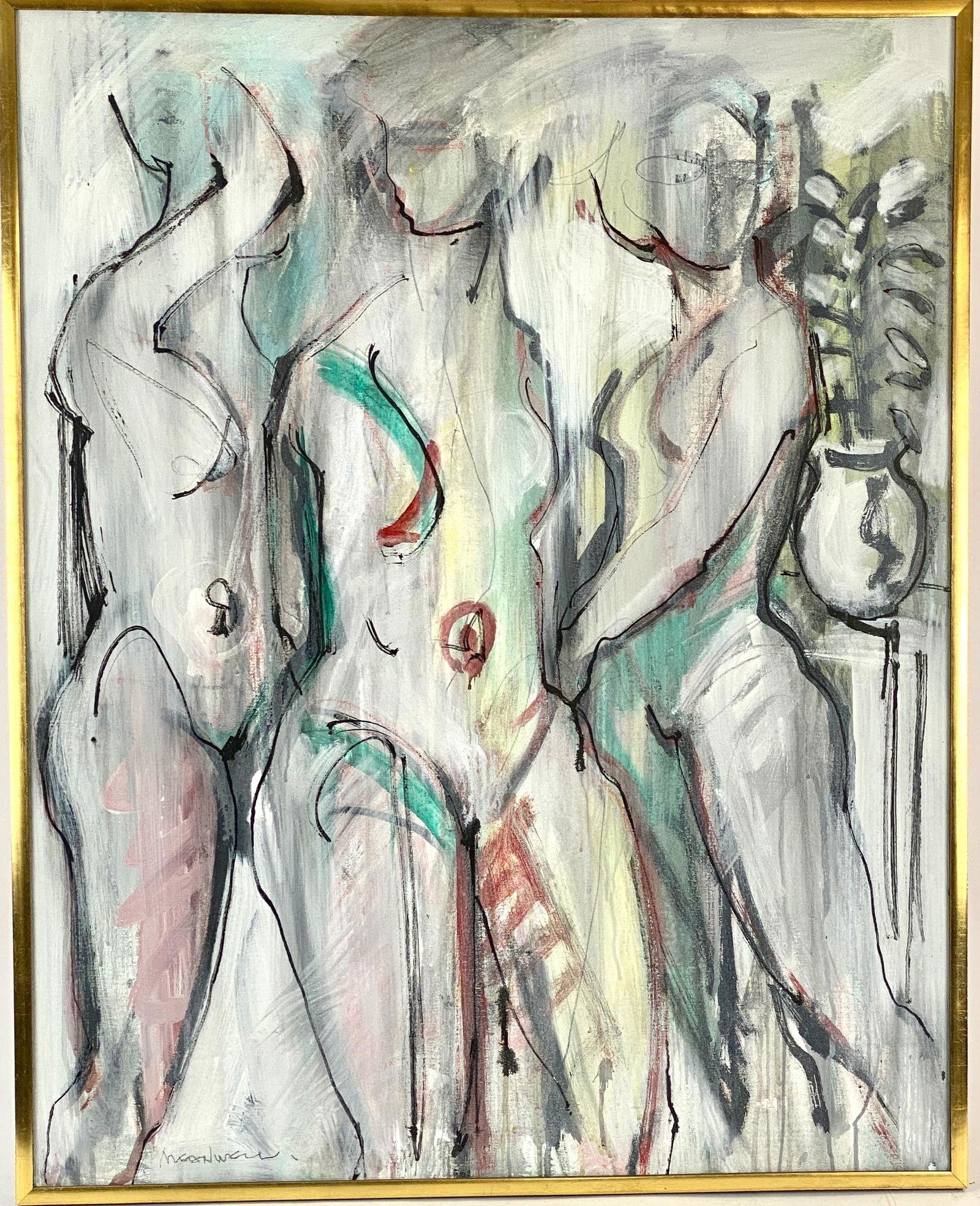 "Three Nudes" Oil by Jack Meanwell (1 of 7)
