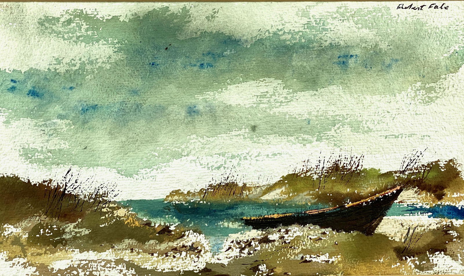 Watercolor Shore Scene by Robert Fabe (1 of 4)