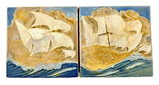 Pair of Alhambra Tiles with Ships