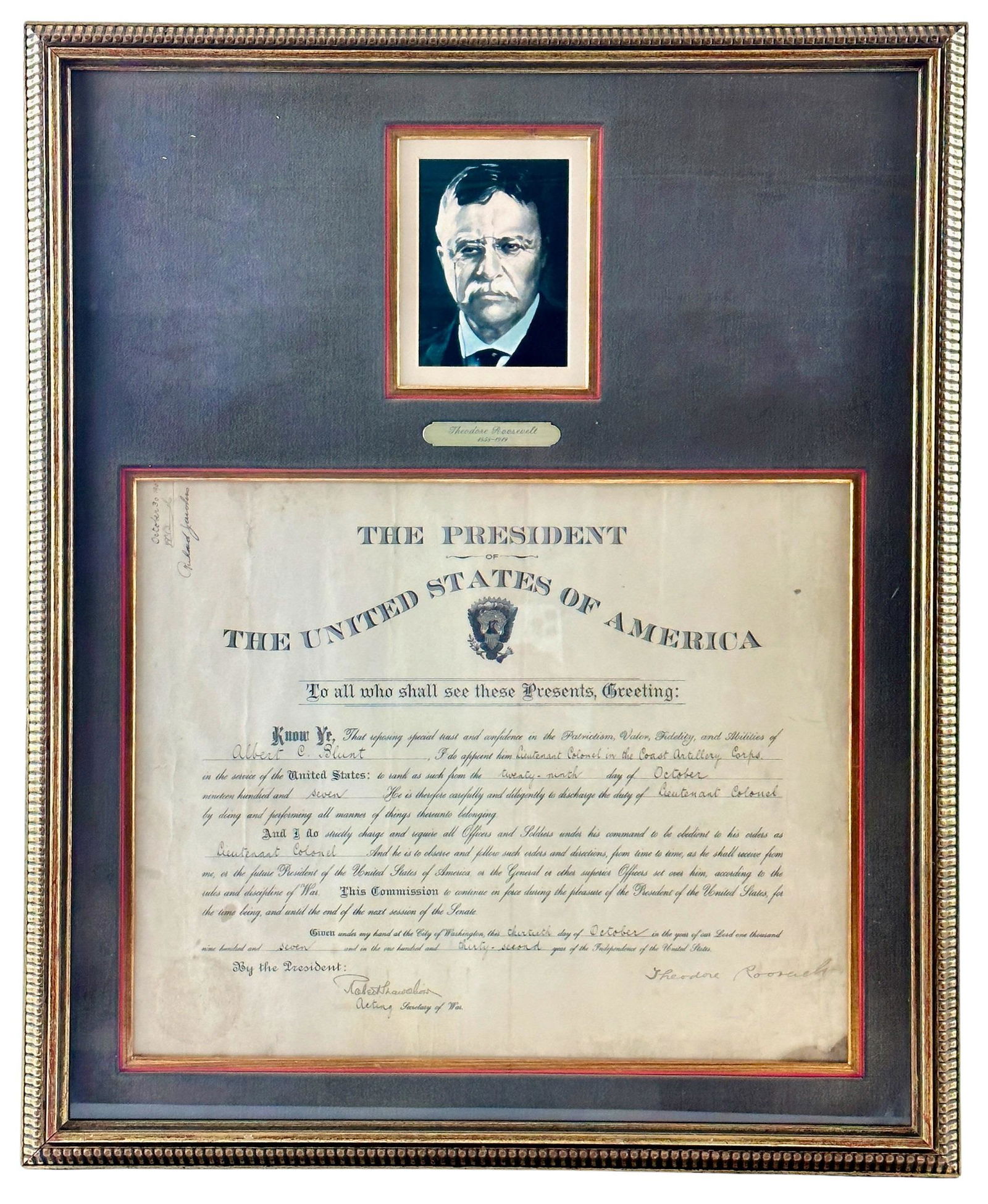Theodore Roosevelt Signed Military Appt. (1 of 4)