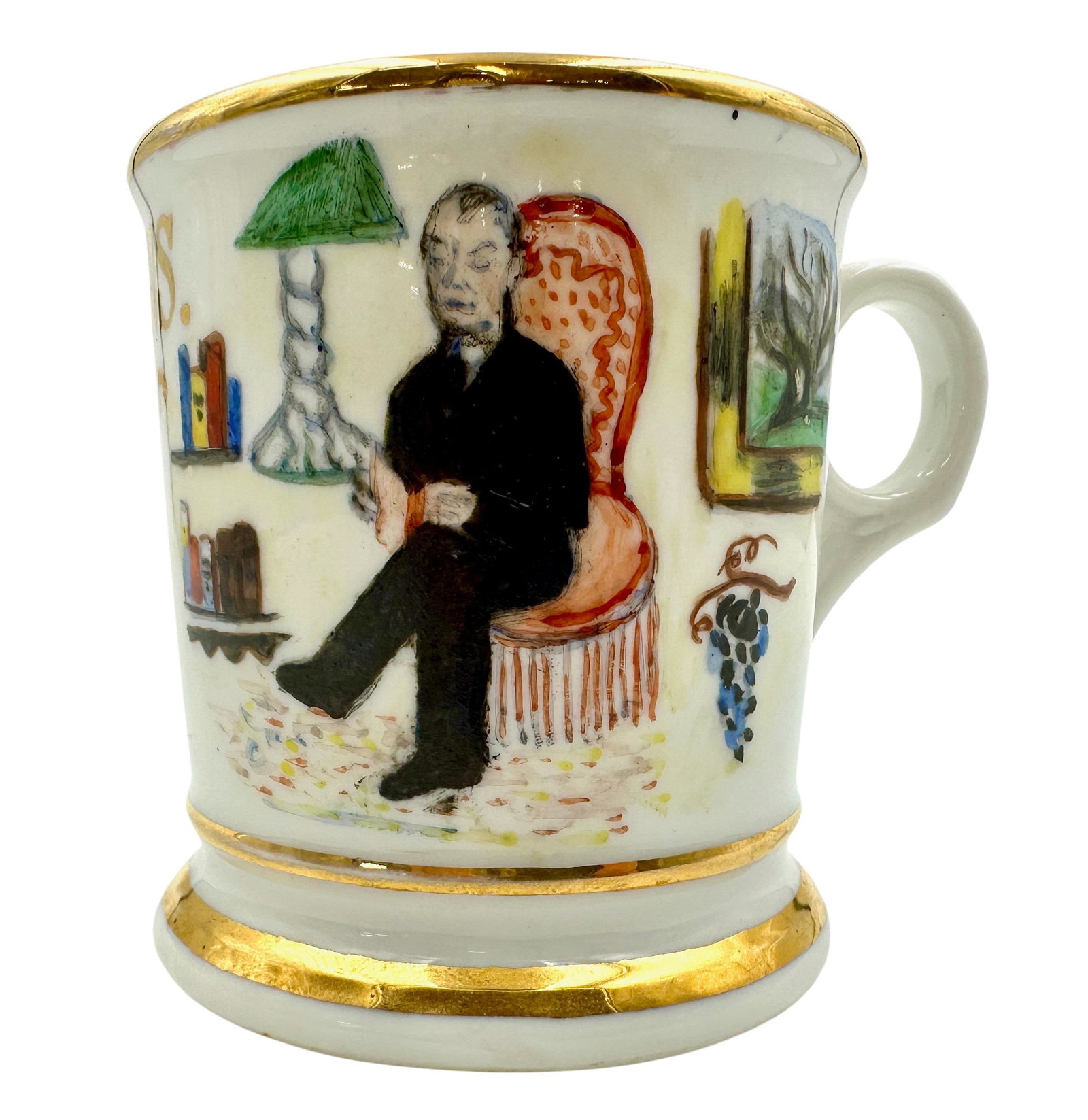 Art Dealer/Appraiser Occupational Shaving Mug: Lloyd L. Rollins, possibly Lloyd Lapage Rollins - a well known museum curator, art dealer and appraiser in the early 20th century. Rollins studied at San Francisco Institute of Art and Harvard. He the