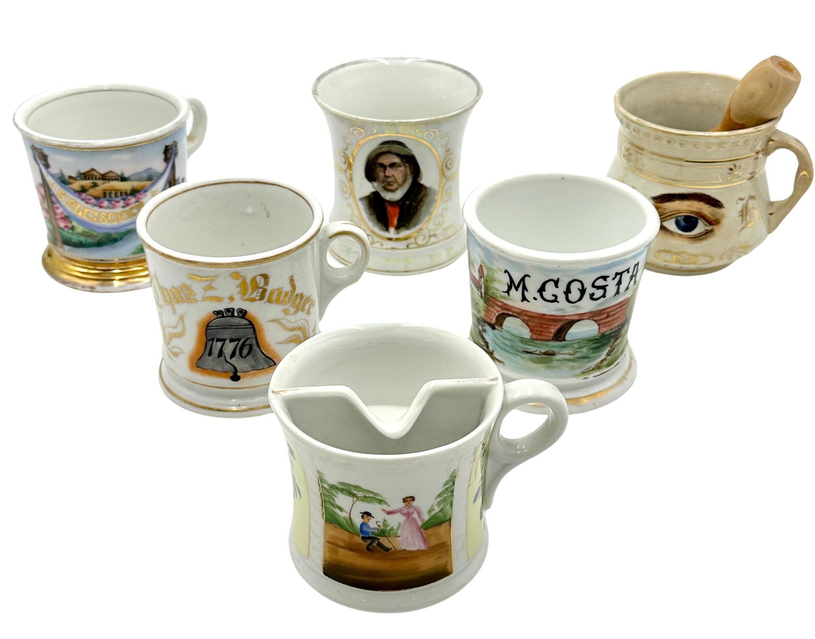 Collection of 6 Decorated Shaving Mugs (1 of 10)