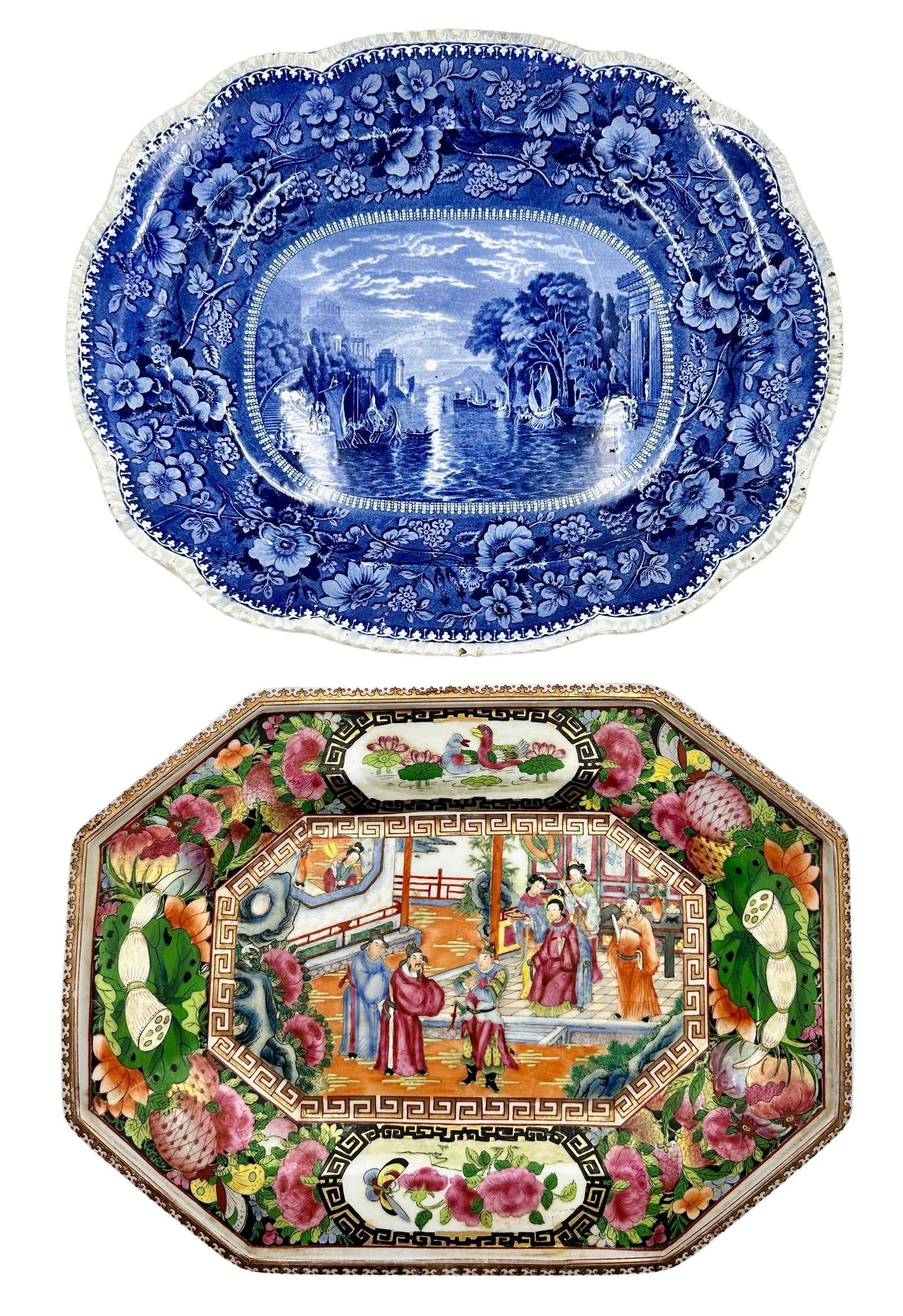 Pair of Trays, Rose Medallion & Transferware (1 of 8)