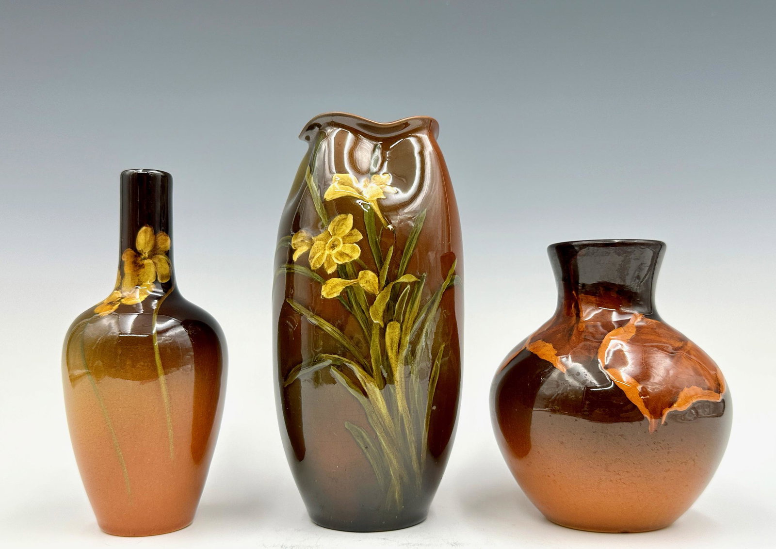 Trio of Rookwood Pottery Standard Glaze Pcs. (1 of 9)