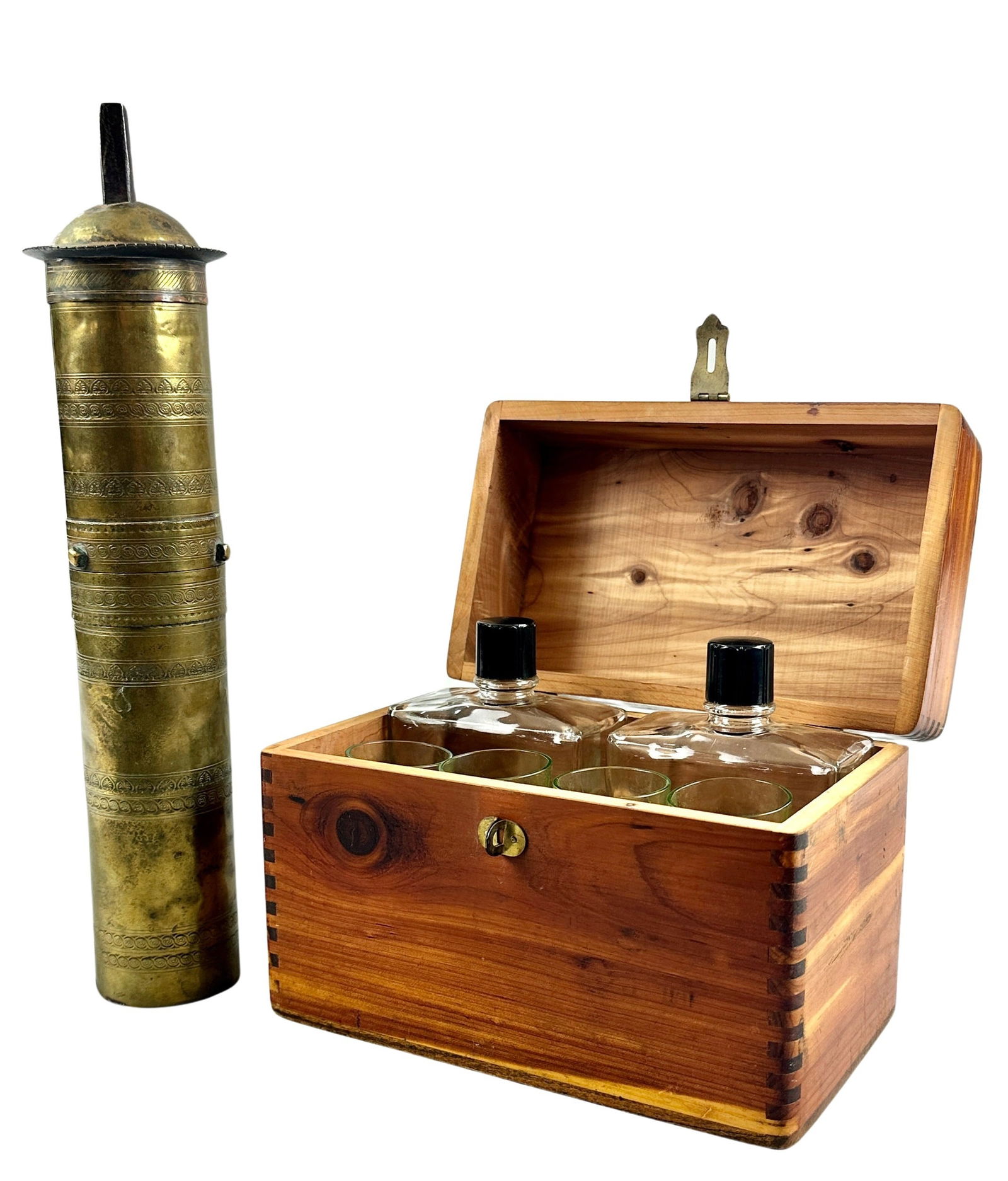 Turkish Ottoman Coffee Grinder and Shot Glasses (1 of 5)