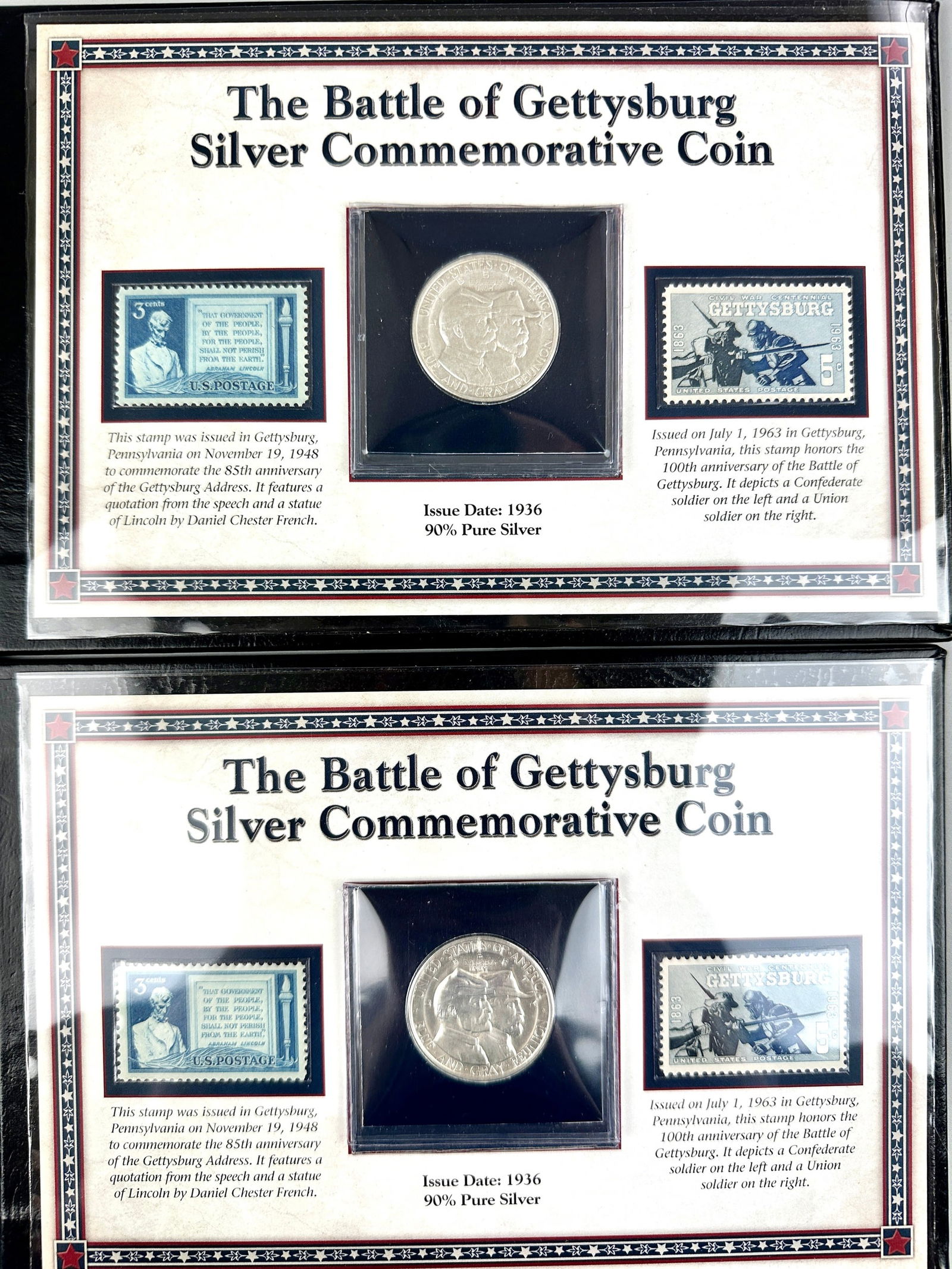 Pair of Gettysburg Silver Commemorative Coins (1 of 5)