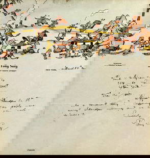 Tony Sarg (American, 1882-1942): Handwritten letter by Sarg discussing a possible appointment date with a client on Sarg stationary. Framed size: 16.5" ht. x 15.5" wd.