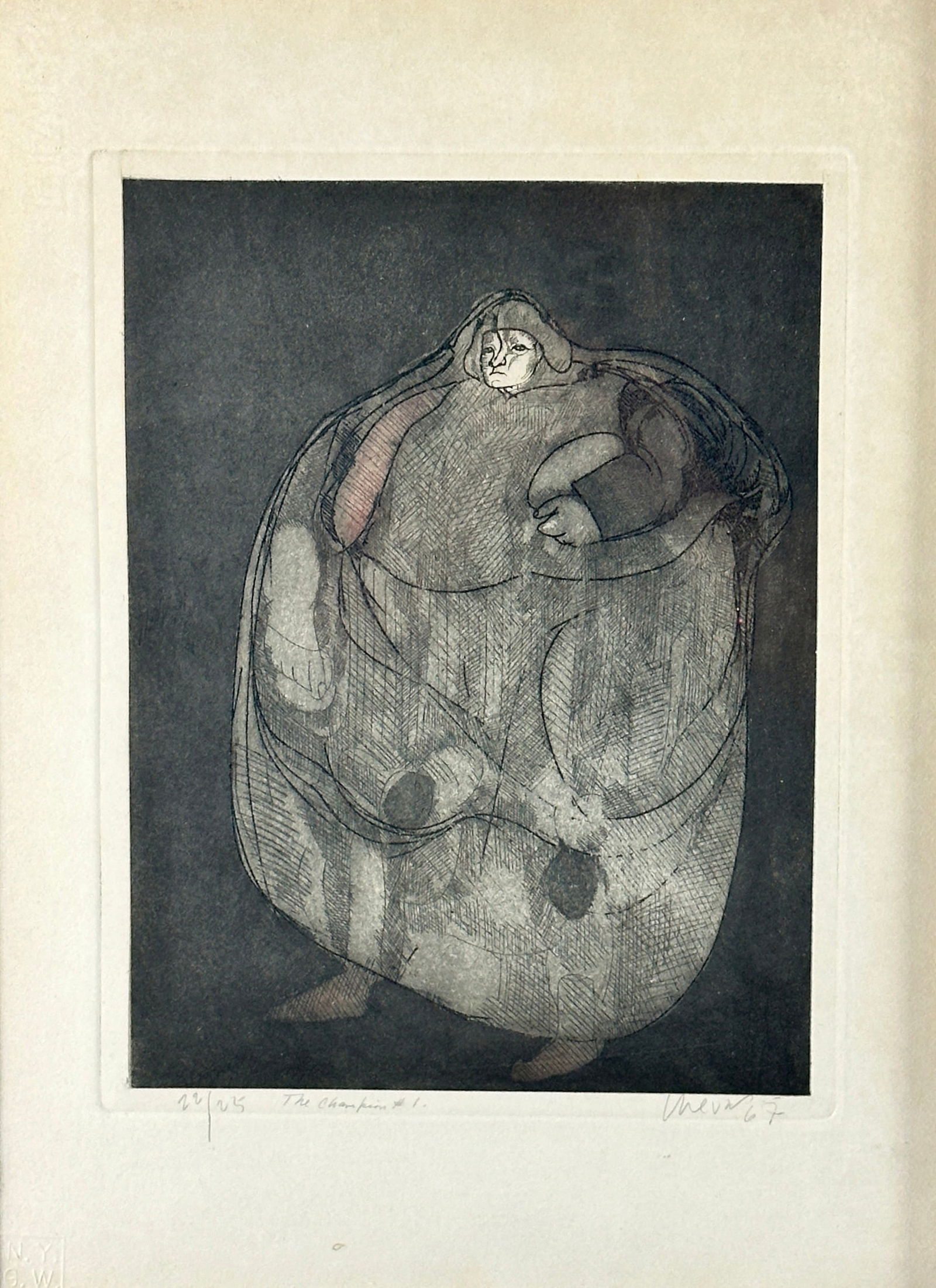 "The Champion" Etching by Jose Luis Cuevas (1 of 5)