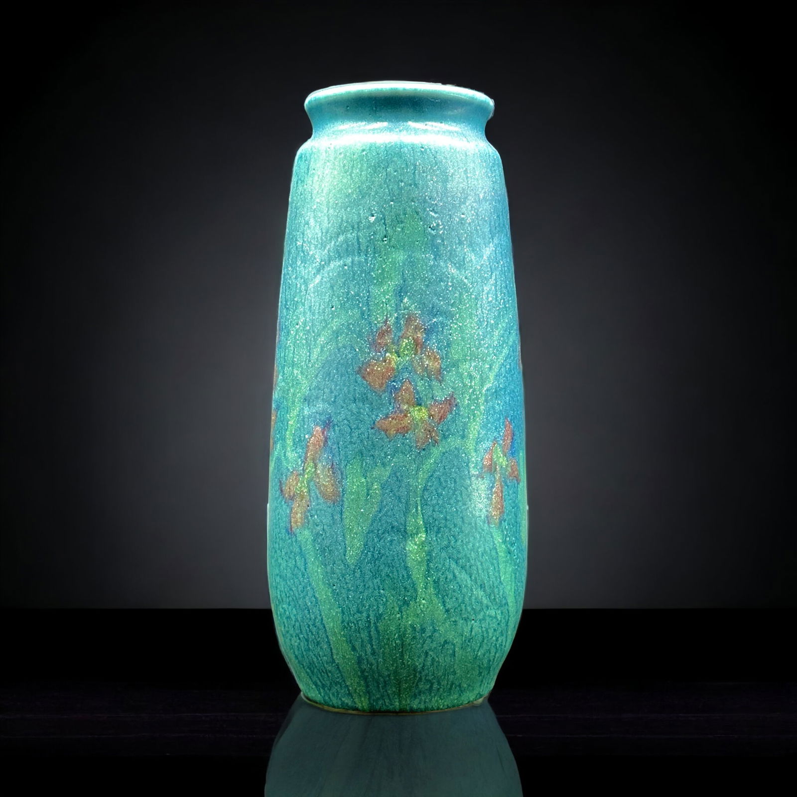 Rookwood Pottery: Louise Abel: 1921. Shape 2069. Decorated matte glaze with florals. Impressed cipher. 7.75" ht.