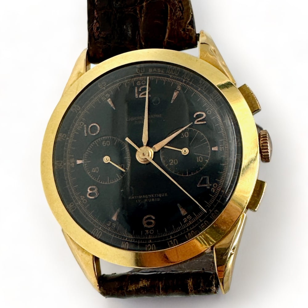 Suisse Chronographe Antimametique 18k Case Men's Wristwatch (1 of 4)